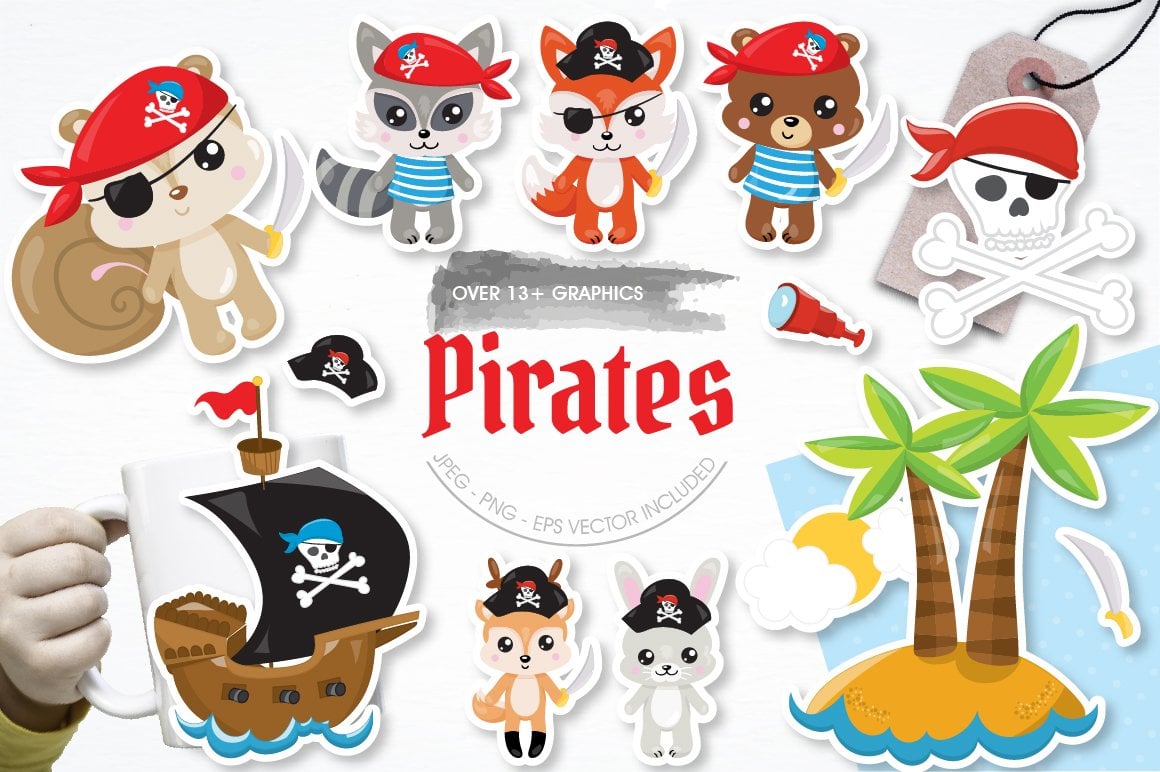 Pirates Animals - Vector Image