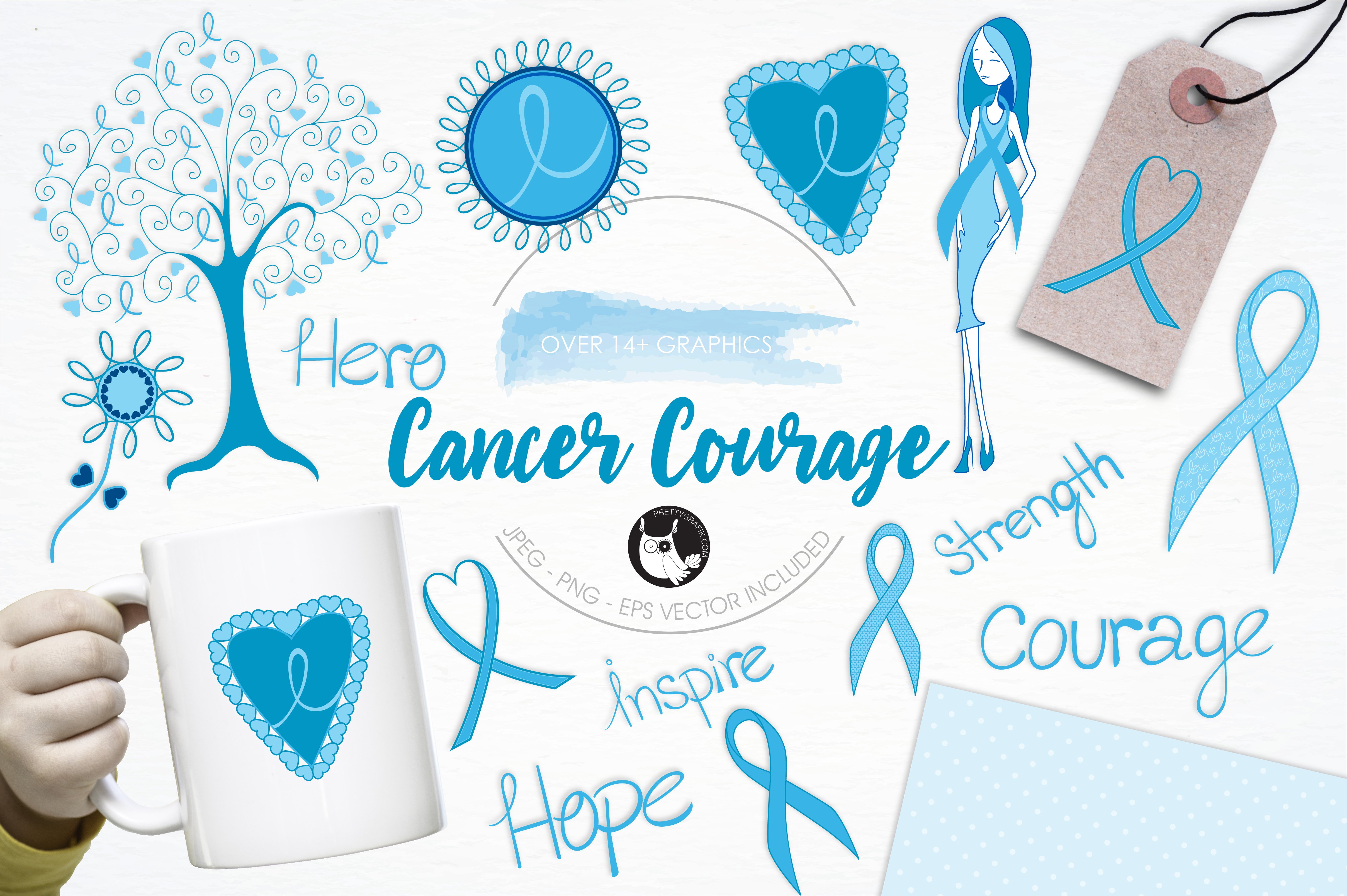 Cancer awareness illustration pack - Vector Image