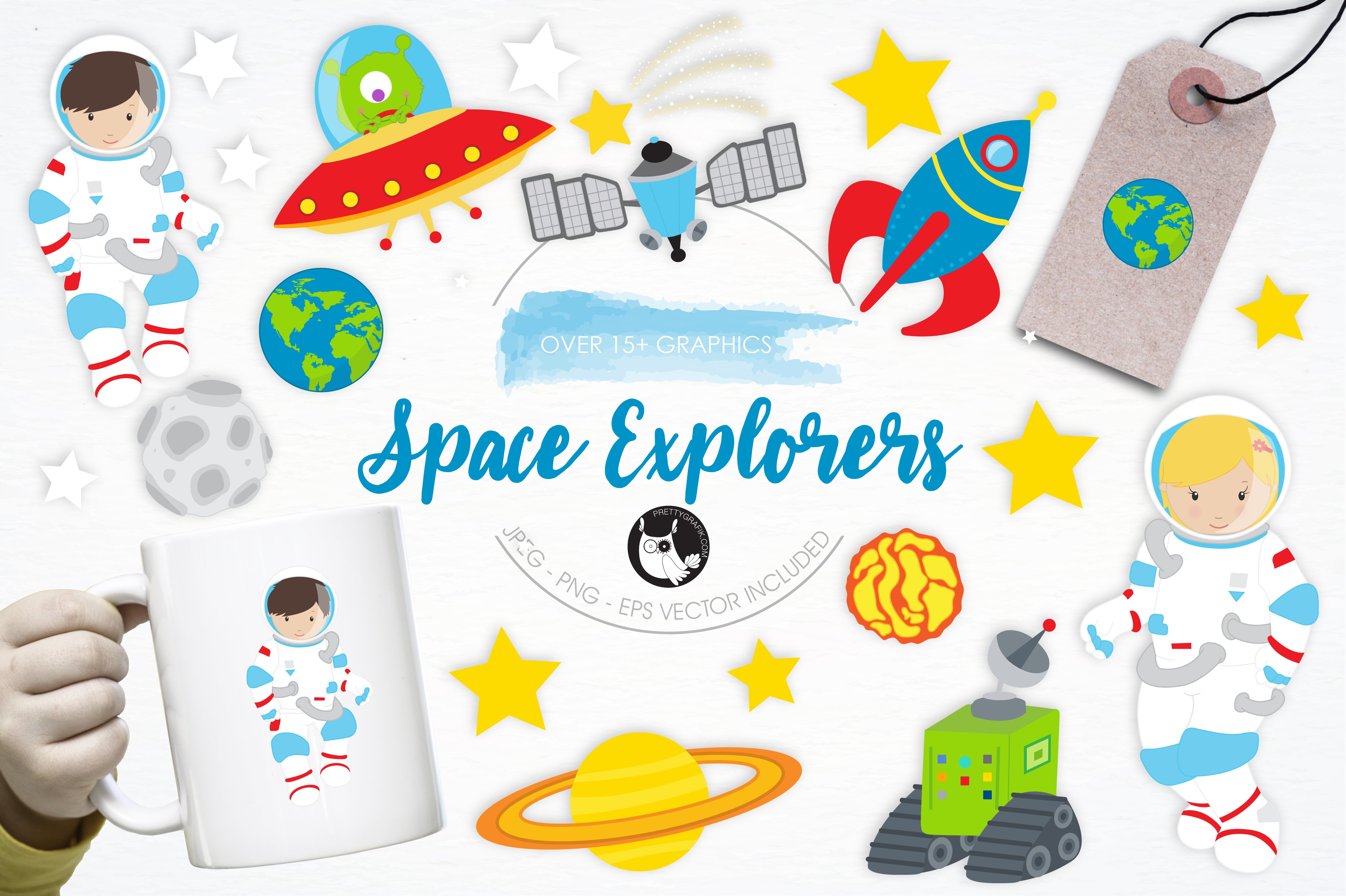 Space Explorers illustration pack - Vector Image