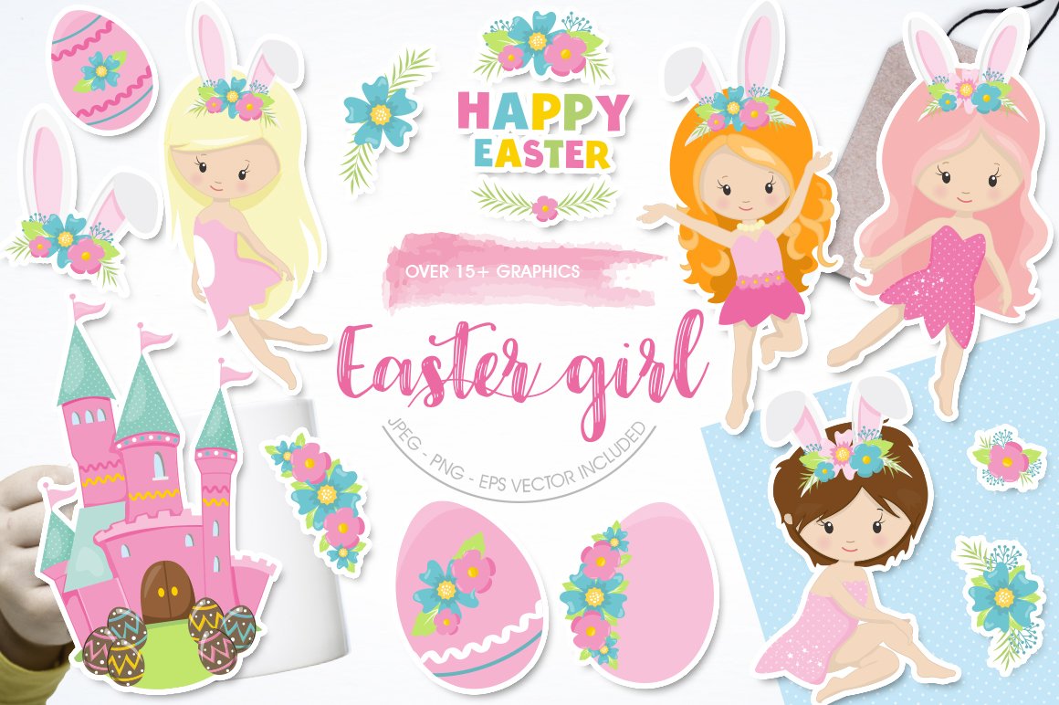 Easter Girl - Vector Image