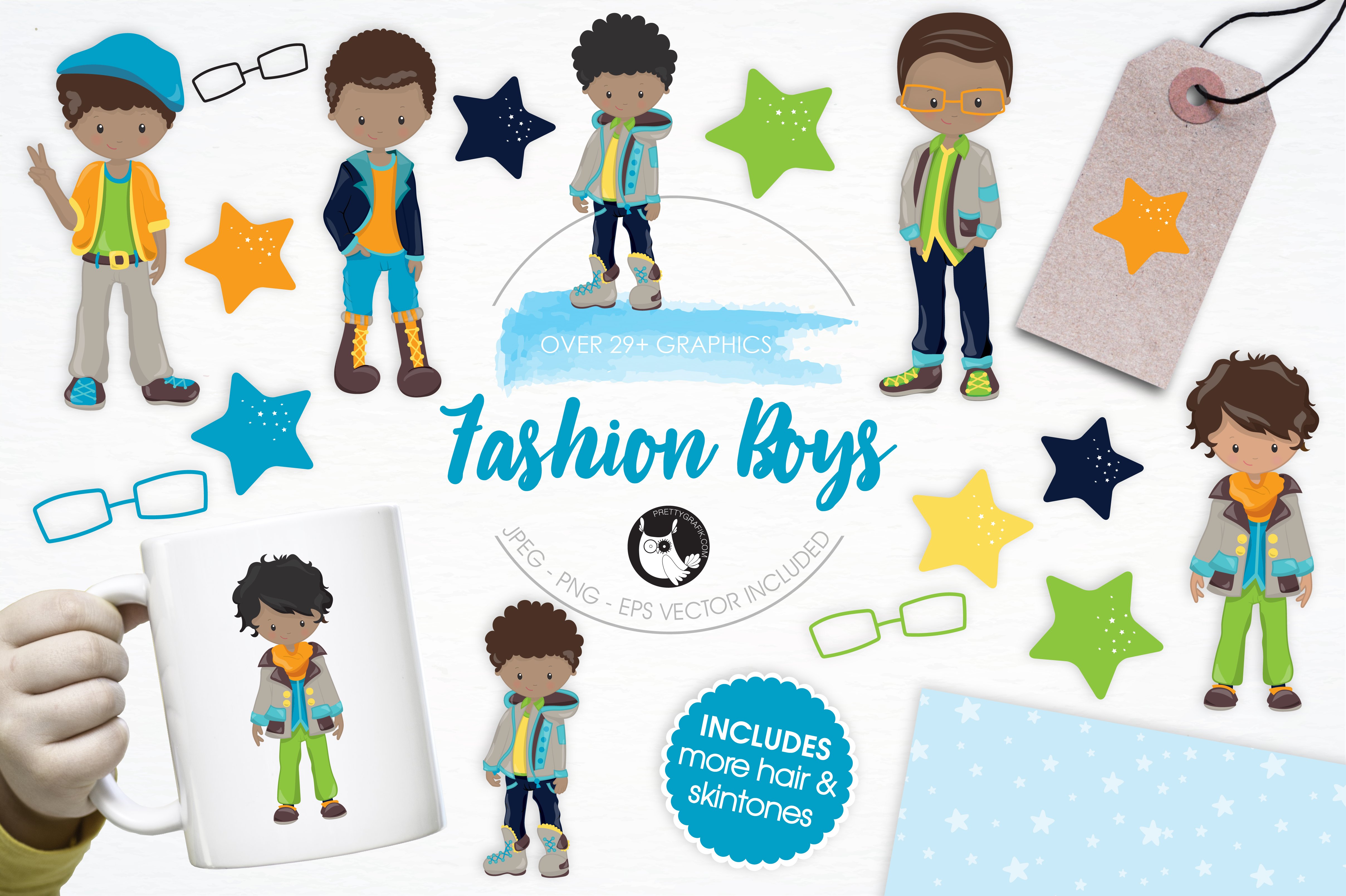 Fashion Boys  illustration pack - Vector Image