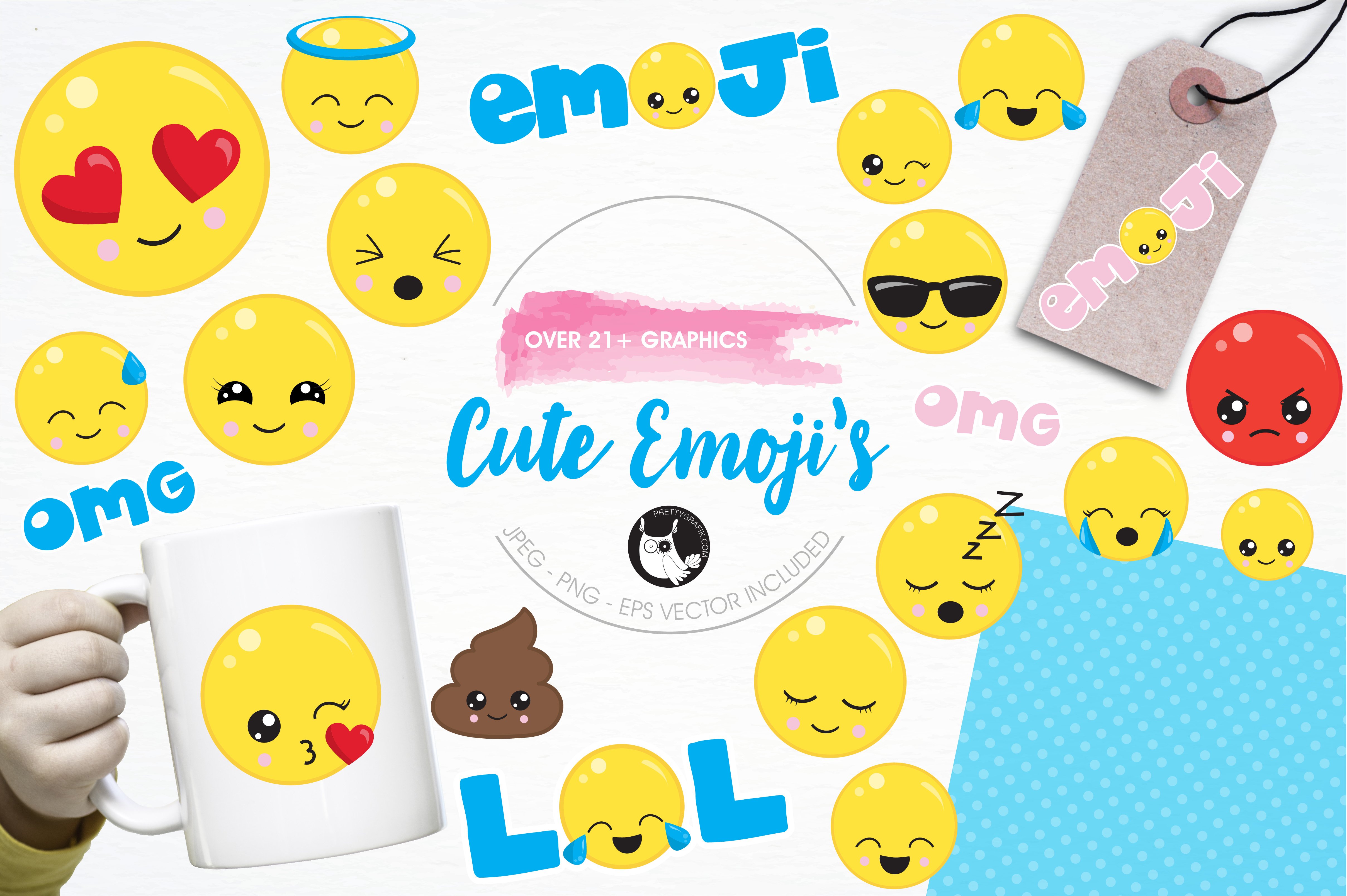 Cute emoji's illustration pack - Vector Image