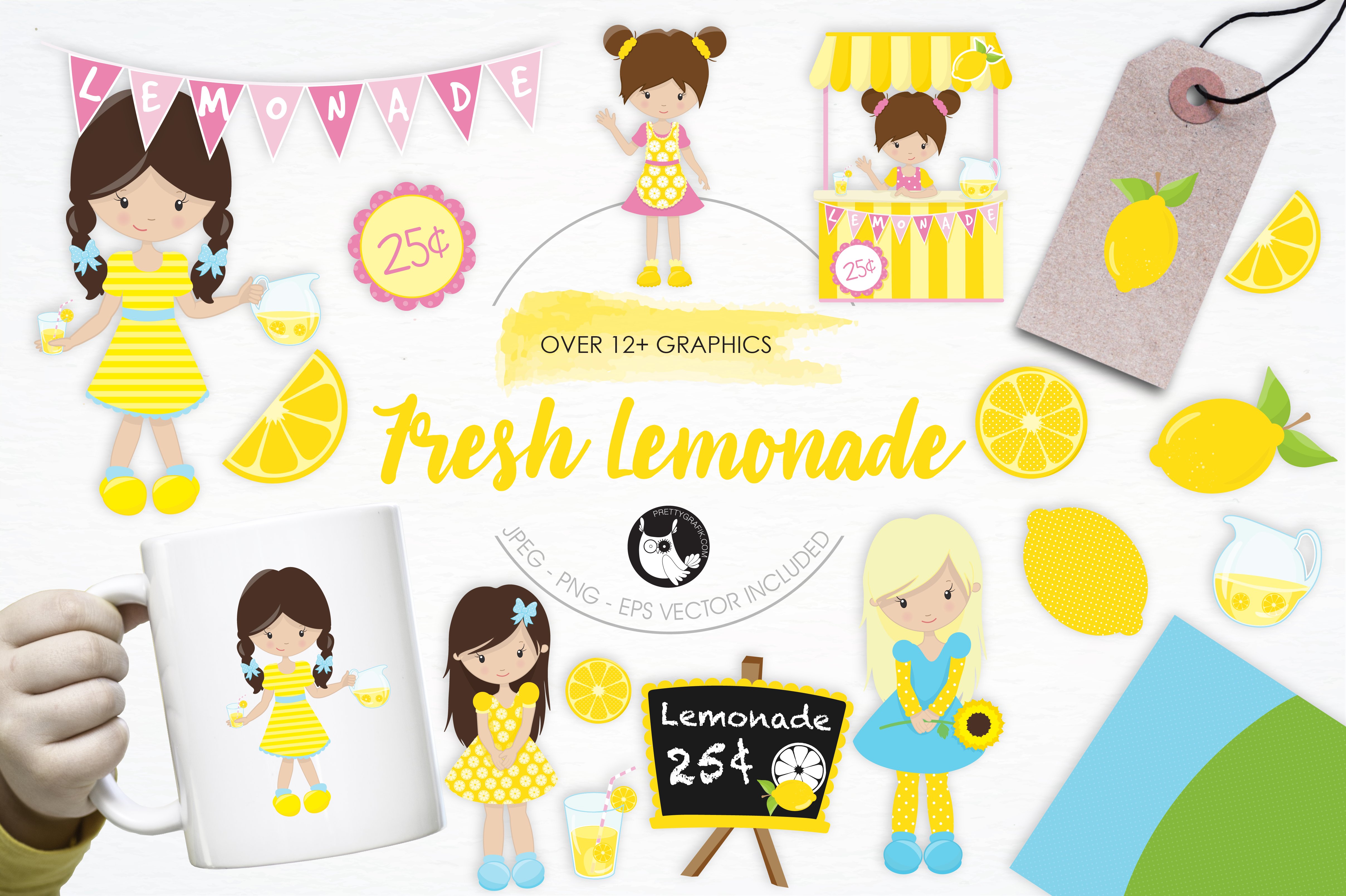 Fresh Lemonade illustration pack - Vector Image