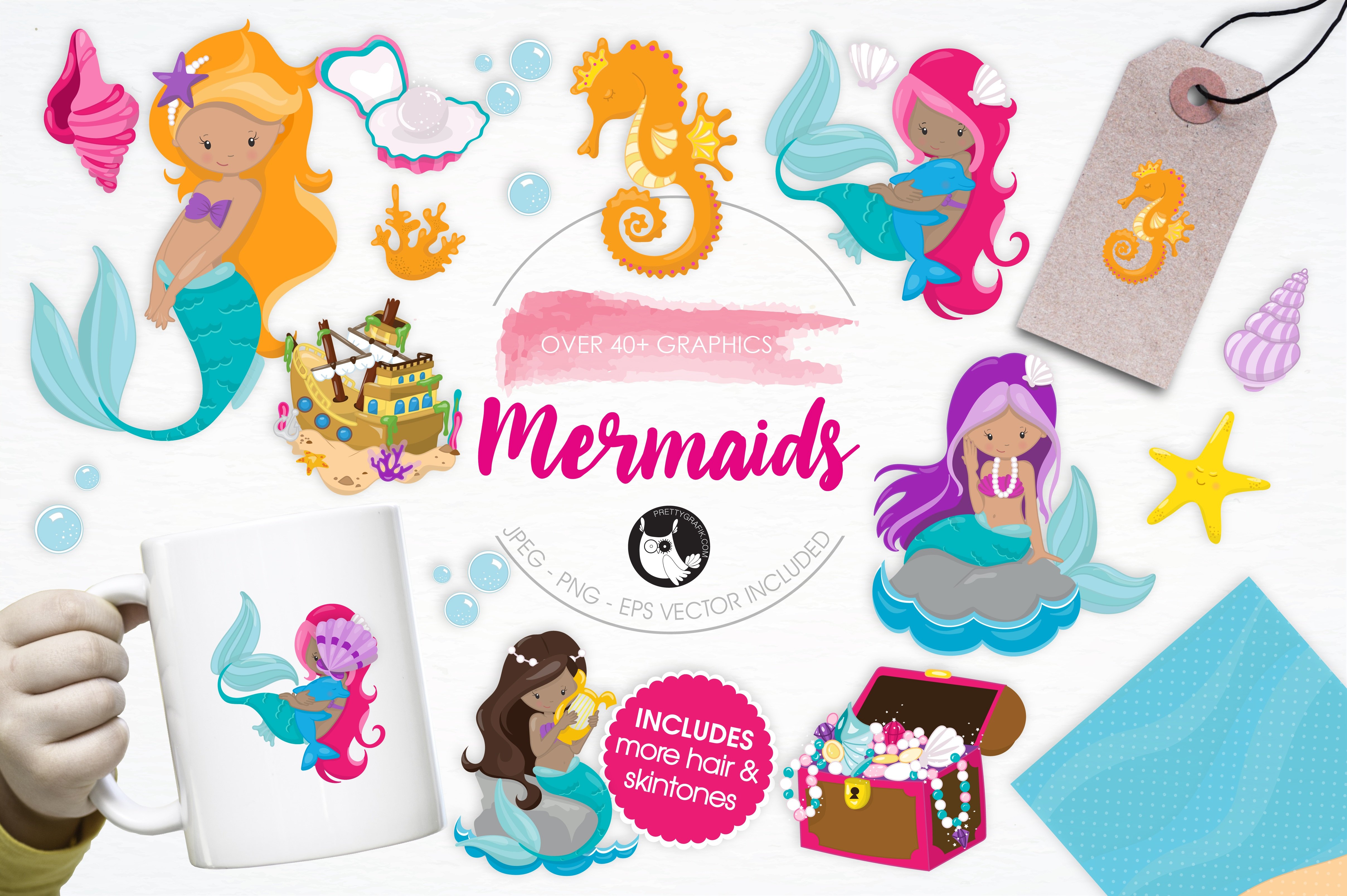 Mermaids illustration pack - Vector Image