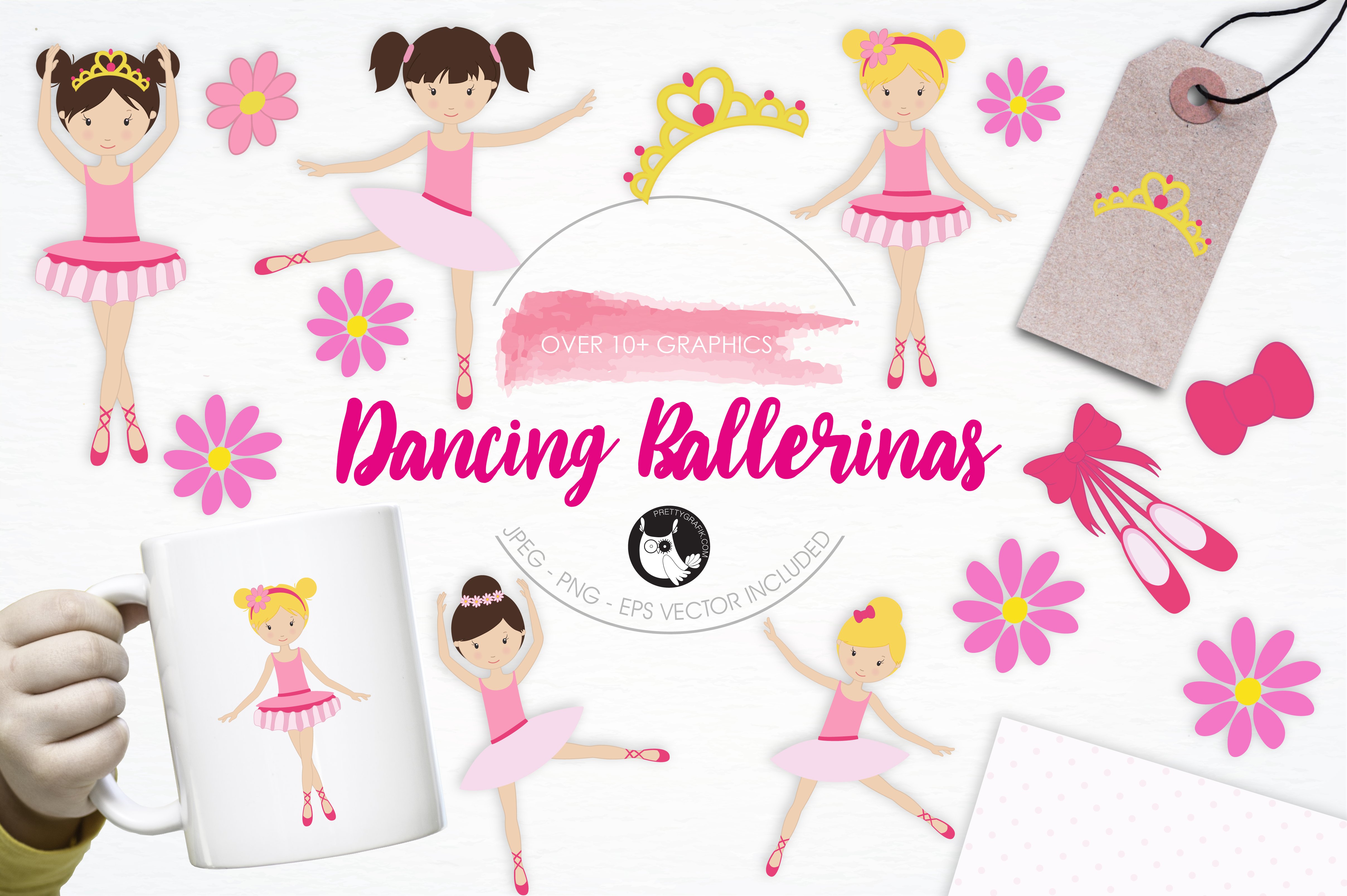 Dancing Ballerinas illustration pack - Vector Image