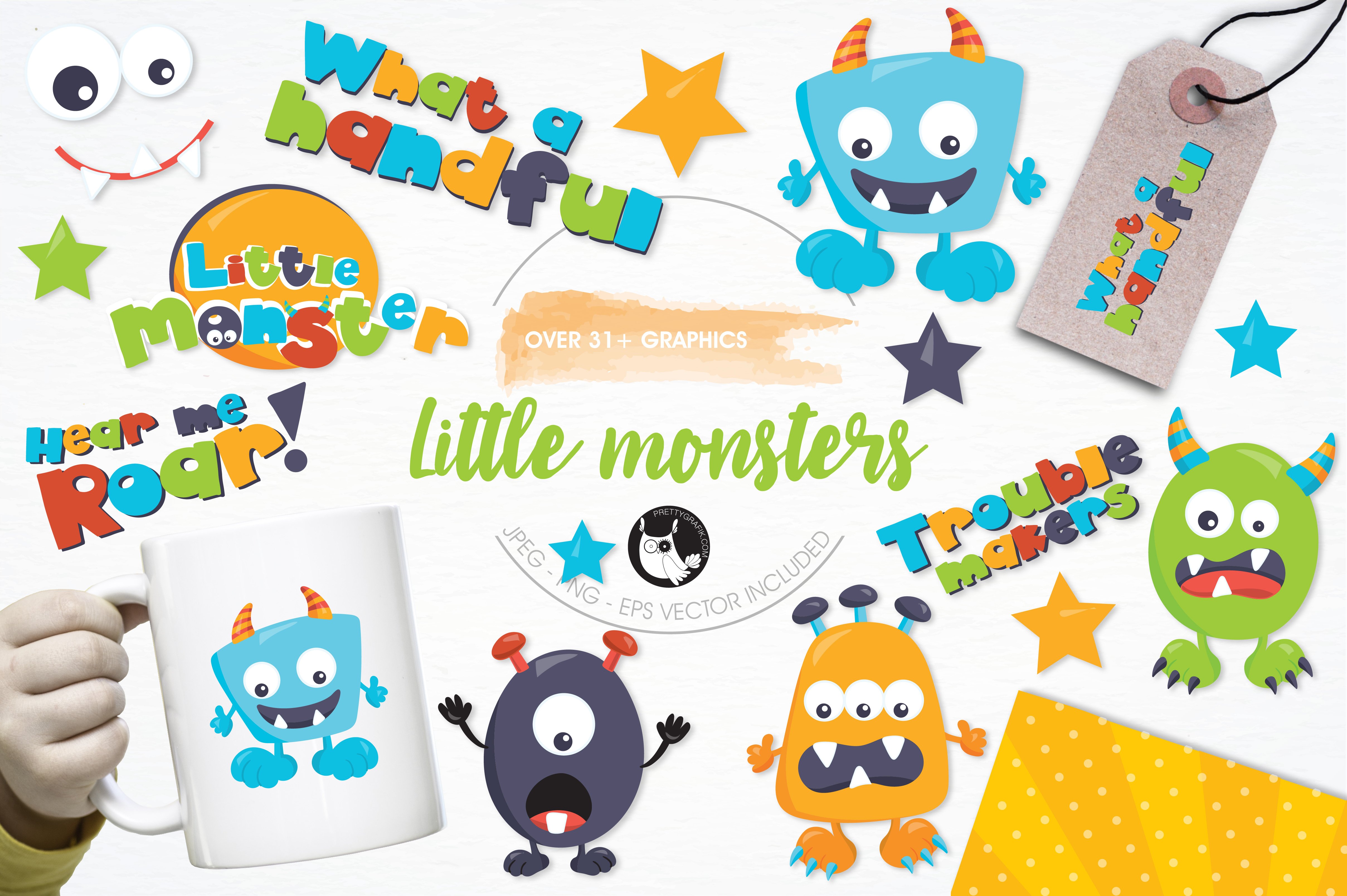 Little monsters illustration pack - Vector Image