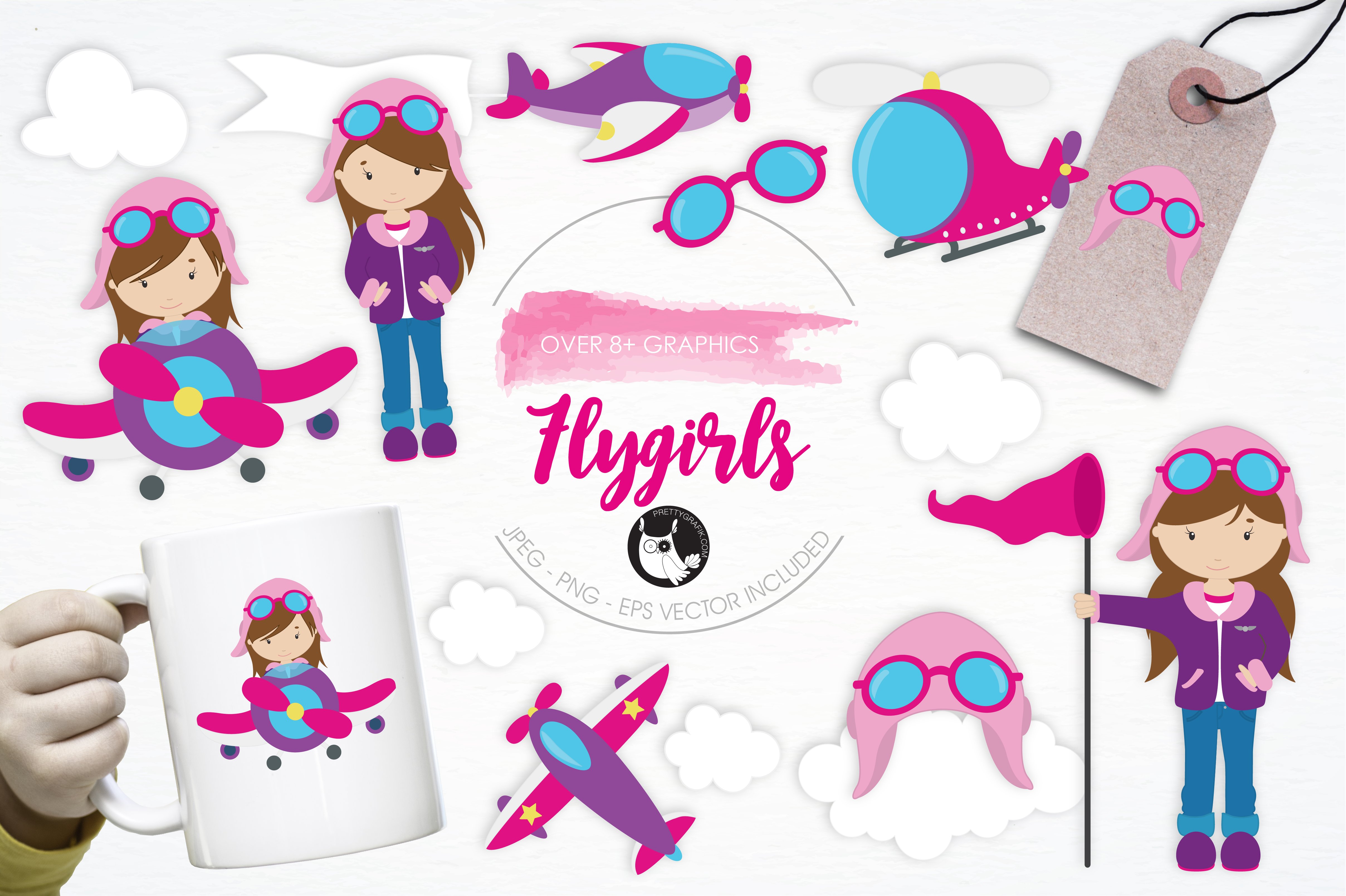 Flygirls illustration pack - Vector Image