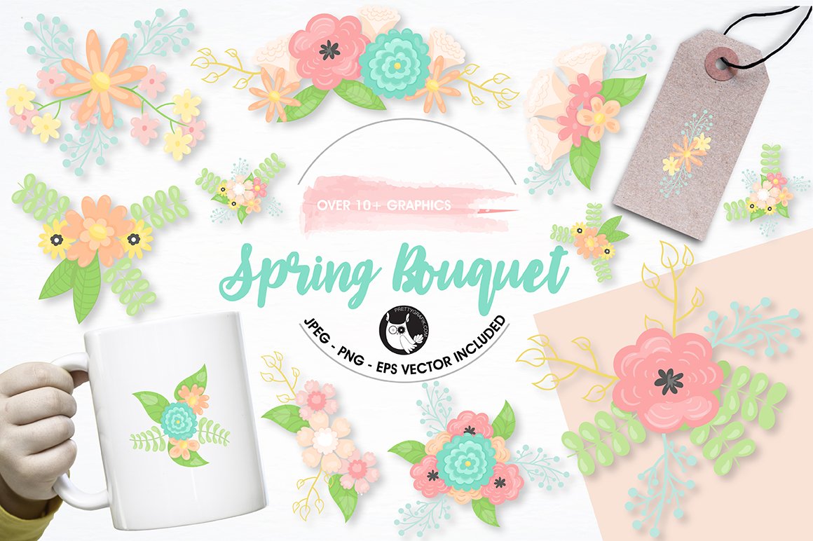 Spring bouquet graphics illustration - Vector Image
