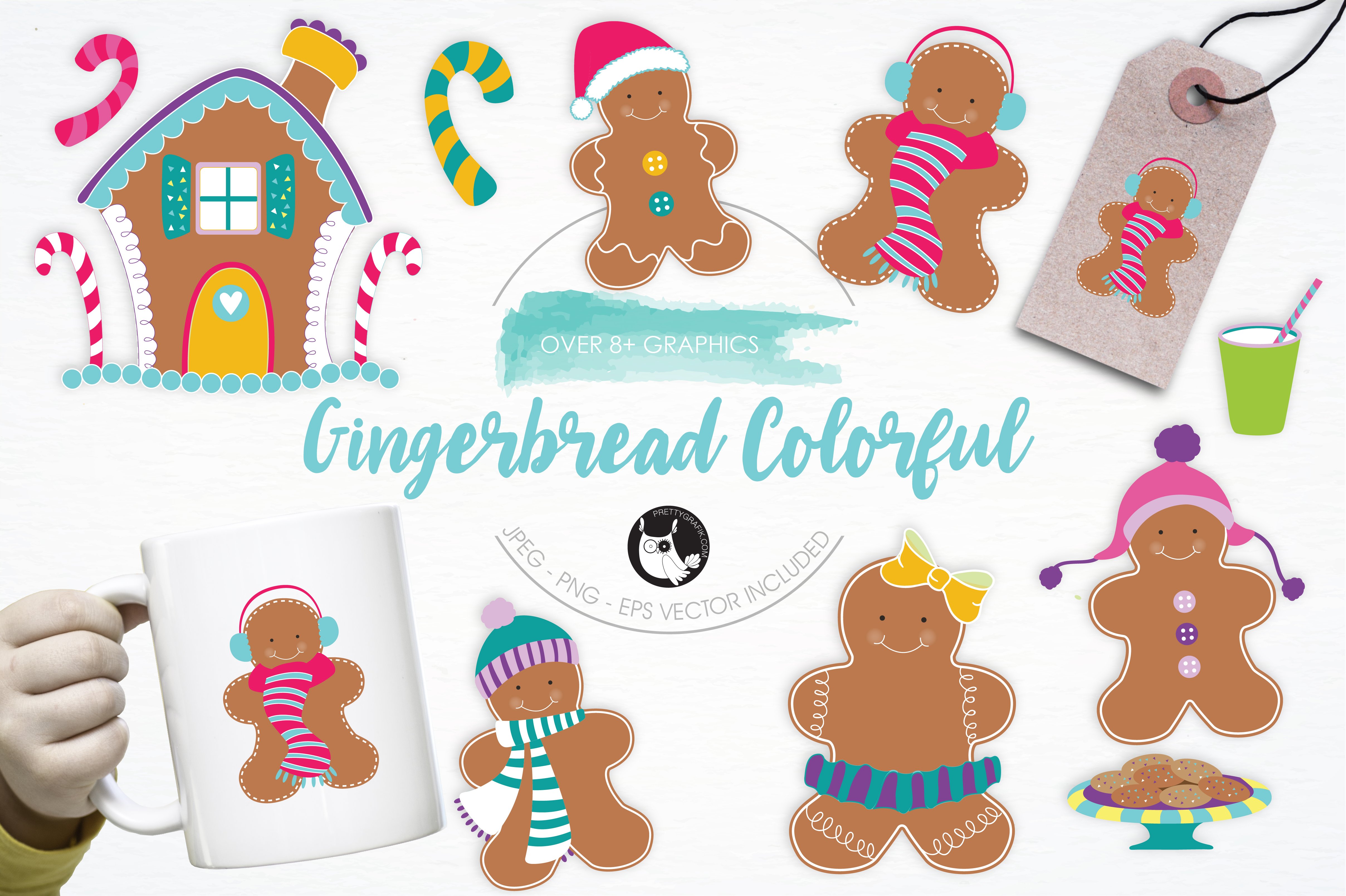 Gingerbread Colorful illustrations - Vector Image