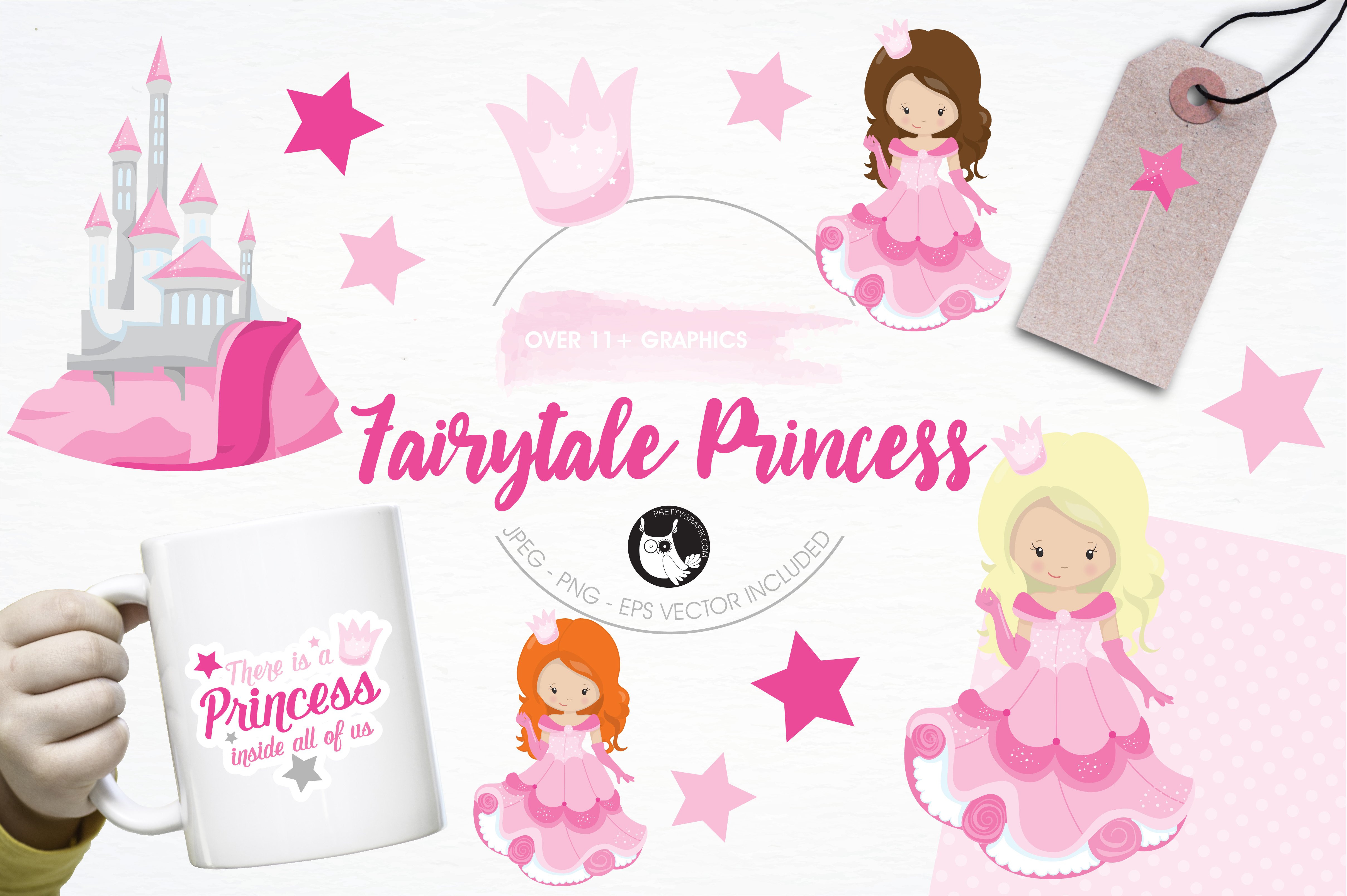 Fairytale princess illustration pack - Vector Image