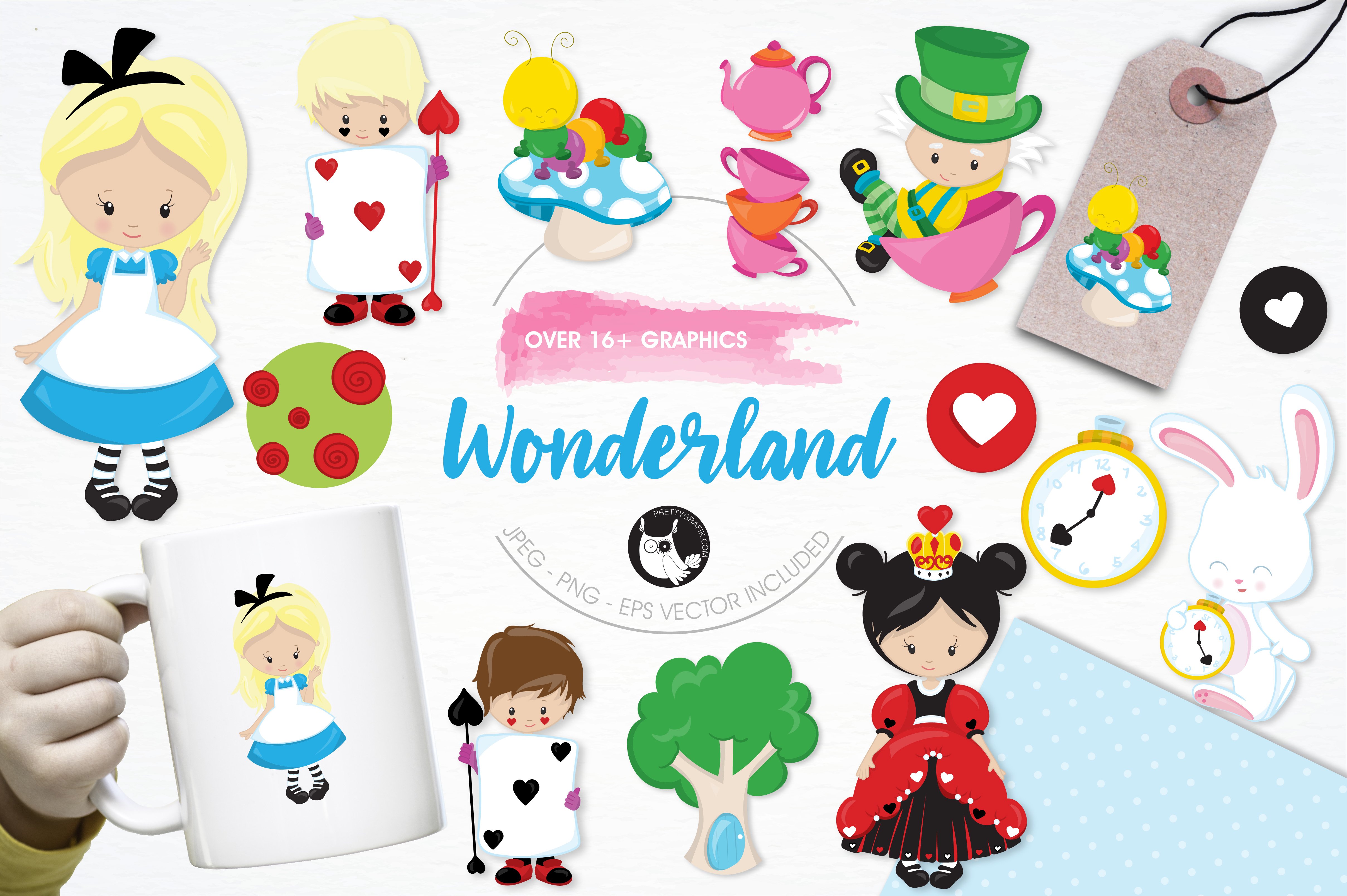 Alice in wonderland illustration pac - Vector Image