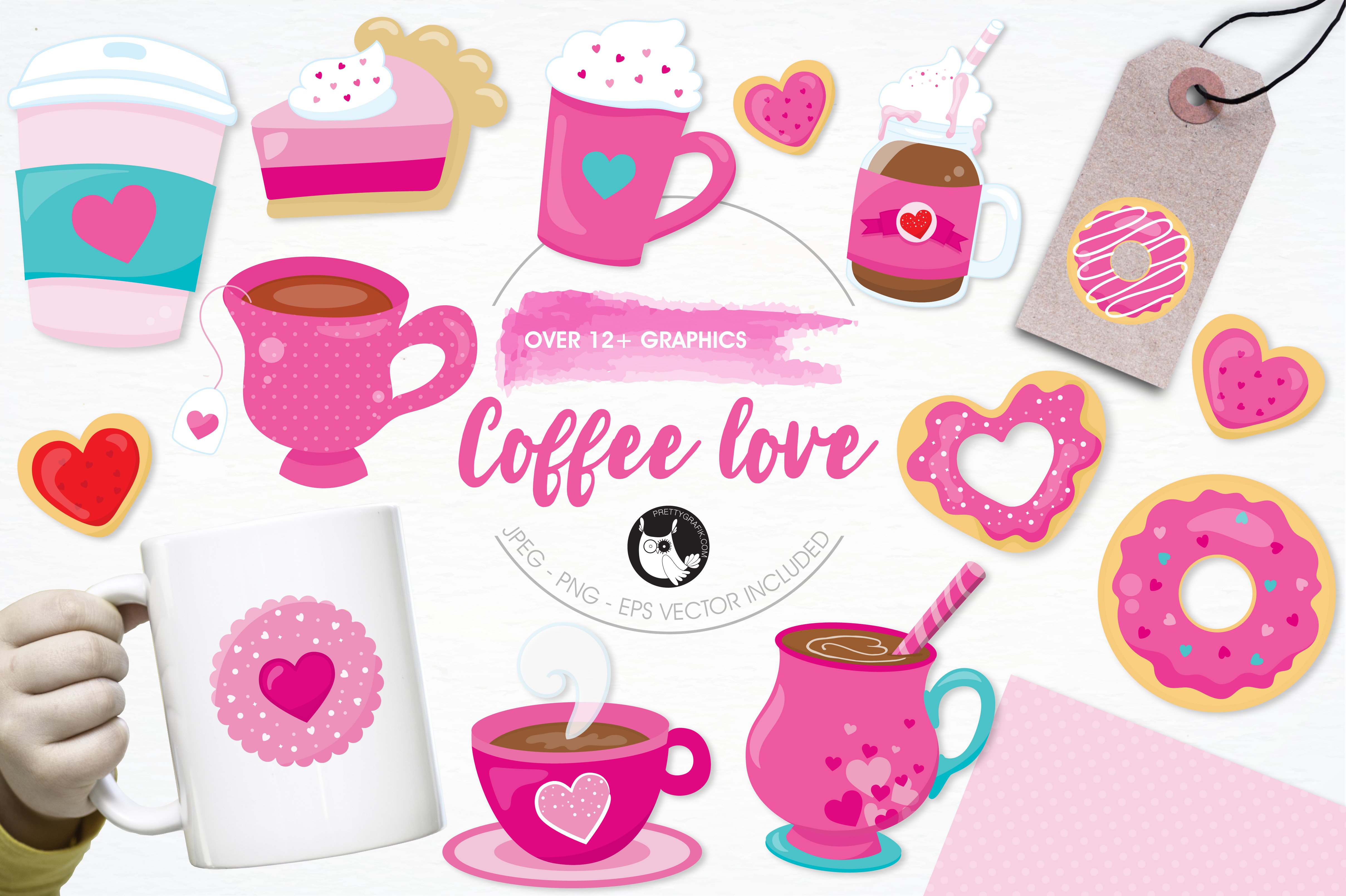 Coffee love illustration pack - Vector Image