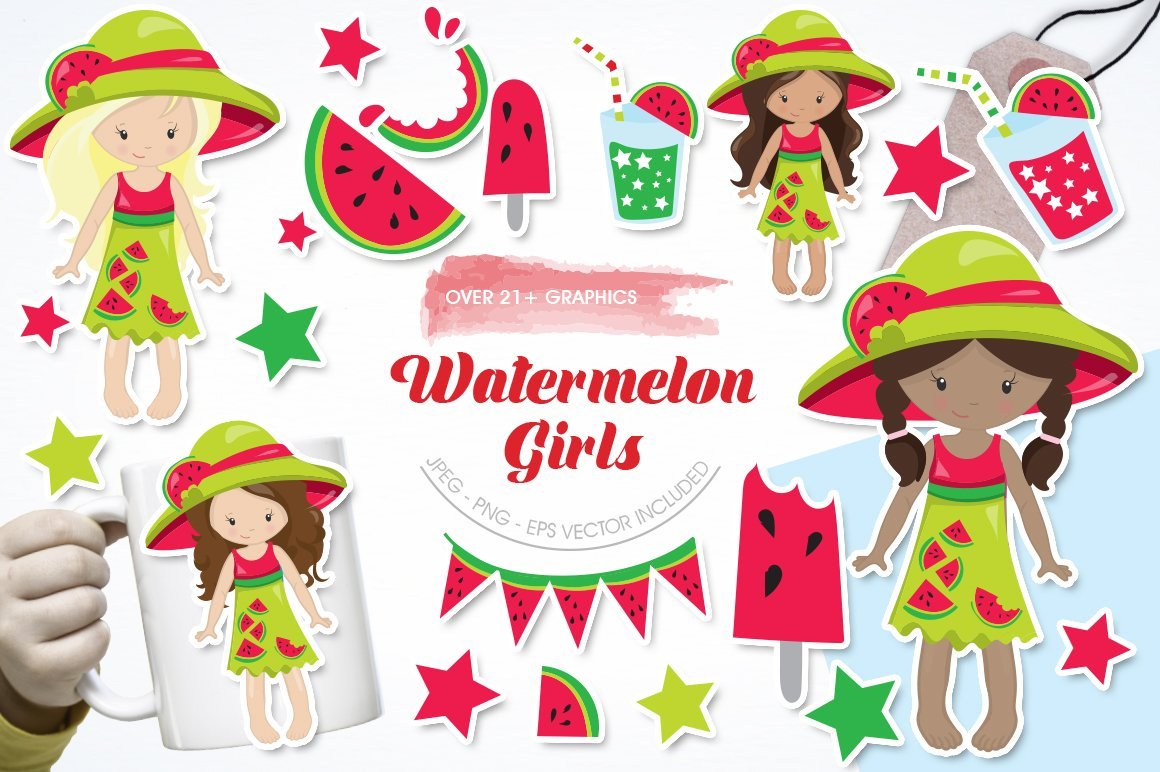 Watermelon Girls - Vector Image