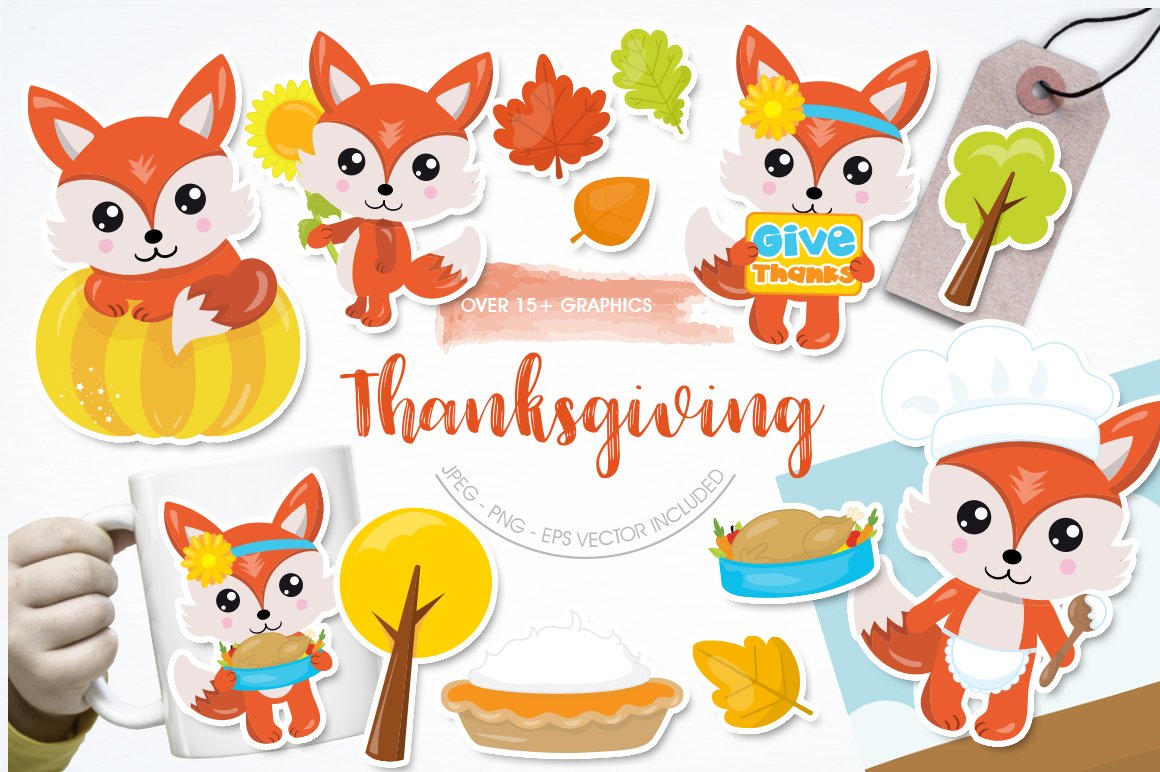 Thanksgiving Fox - Vector Image