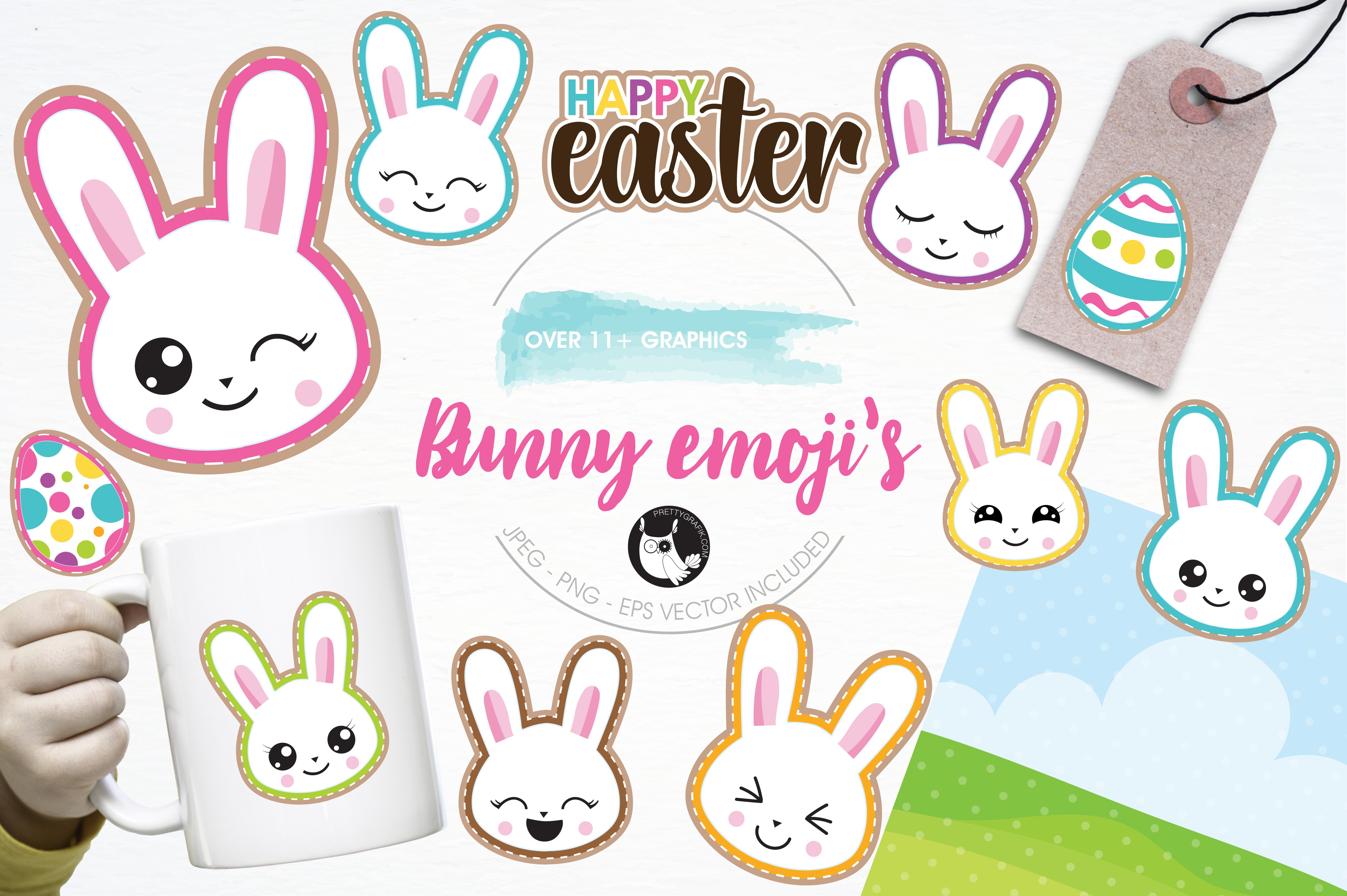 Easter emoji's illustration pack - Vector Image