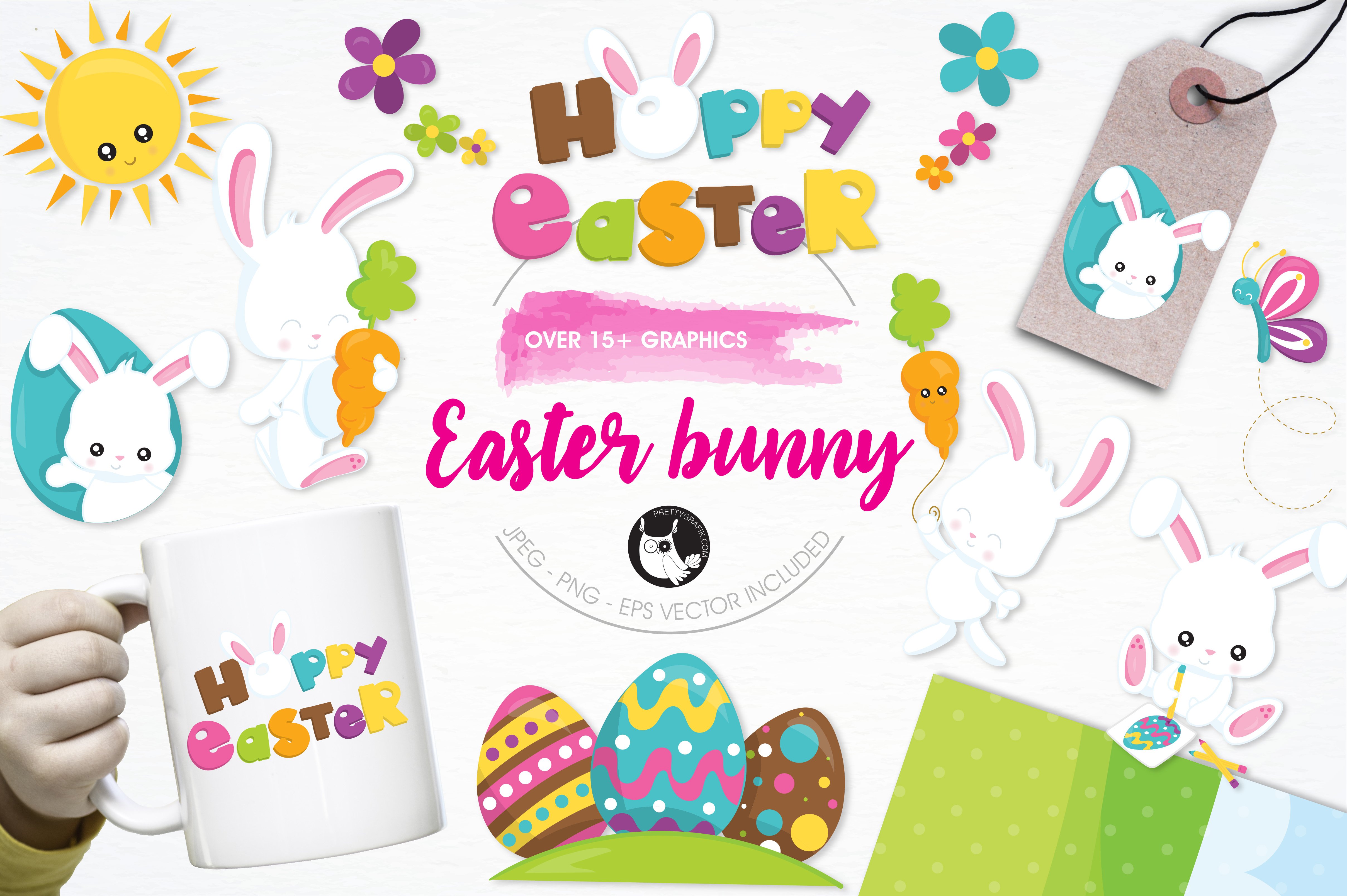 Easter bunny illustration pack - Vector Image