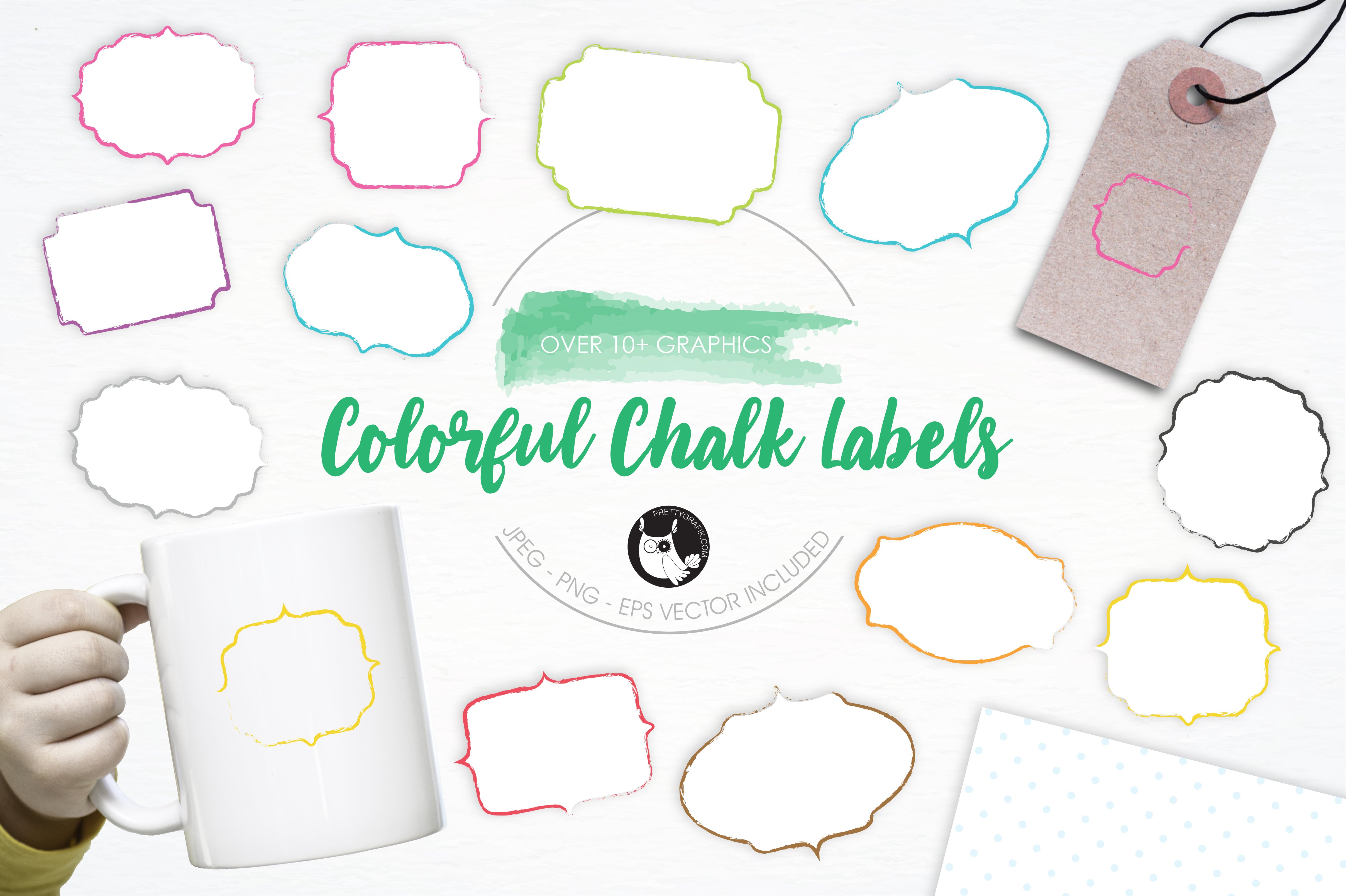 Colorful Chalk Labels illustrations - Vector Image