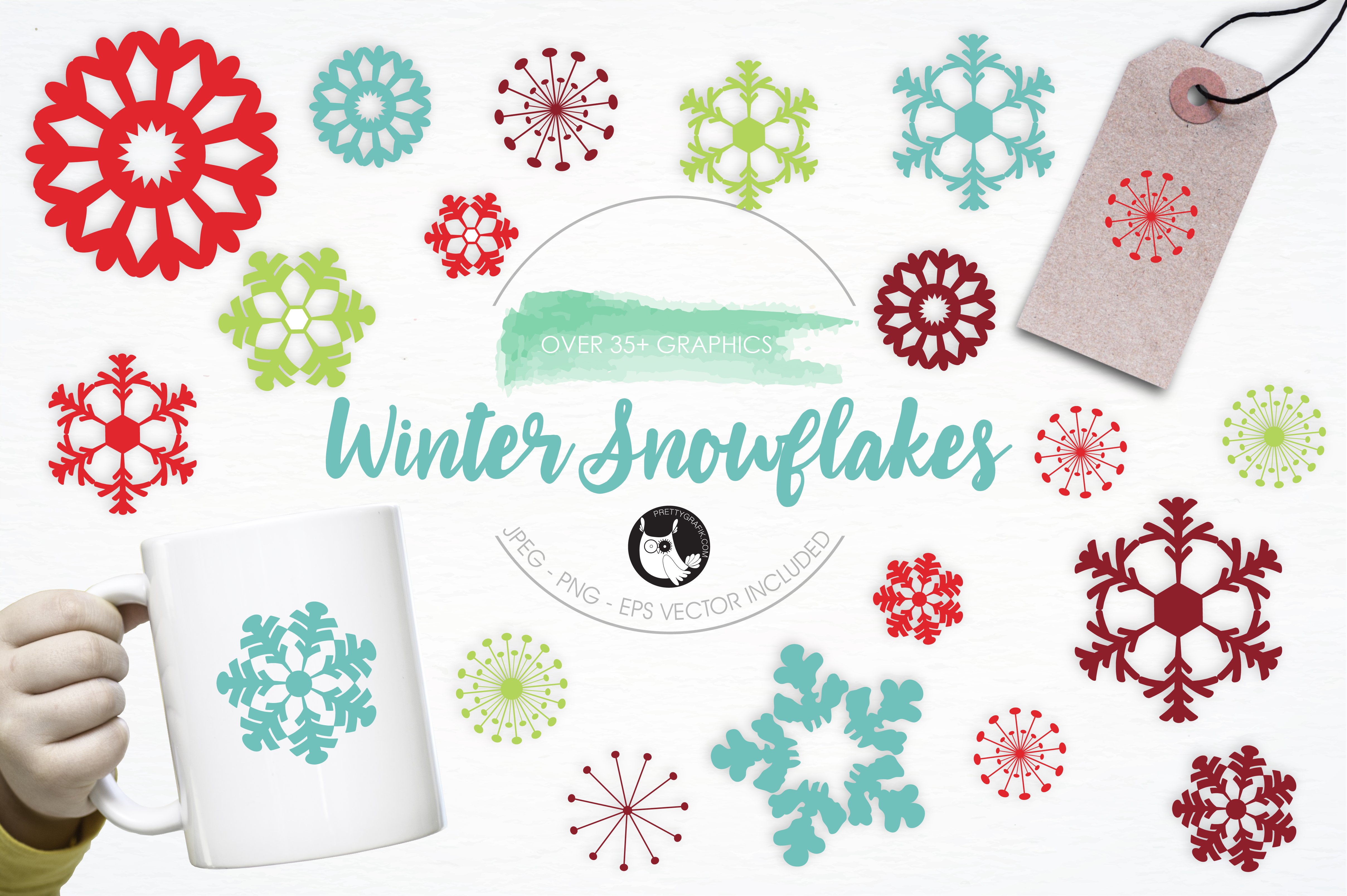 Winter Snowflakes illustration pack - Vector Image