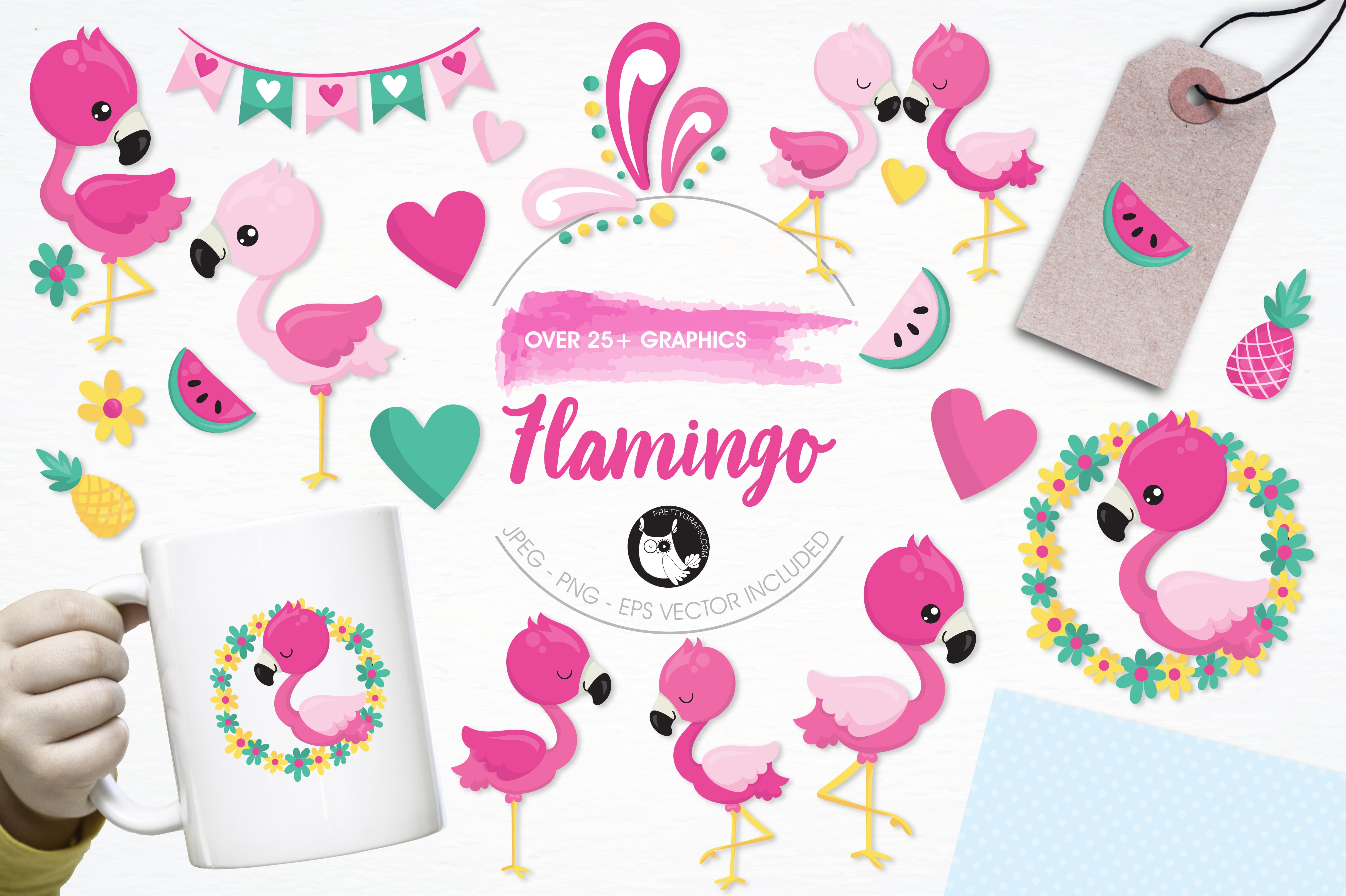 Flamingo illustration pack - Vector Image