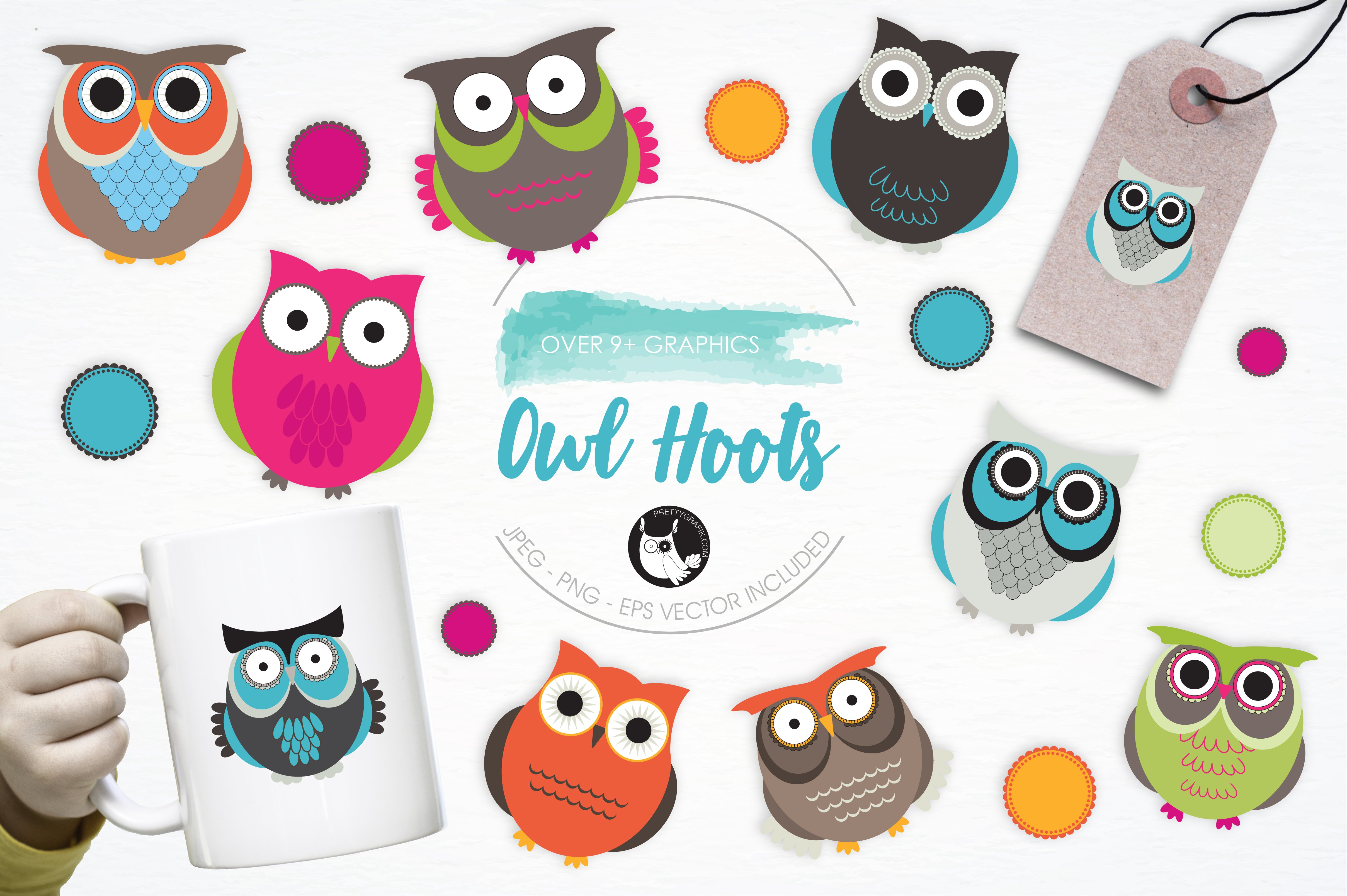 Owl Hoots illustration pack - Vector Image