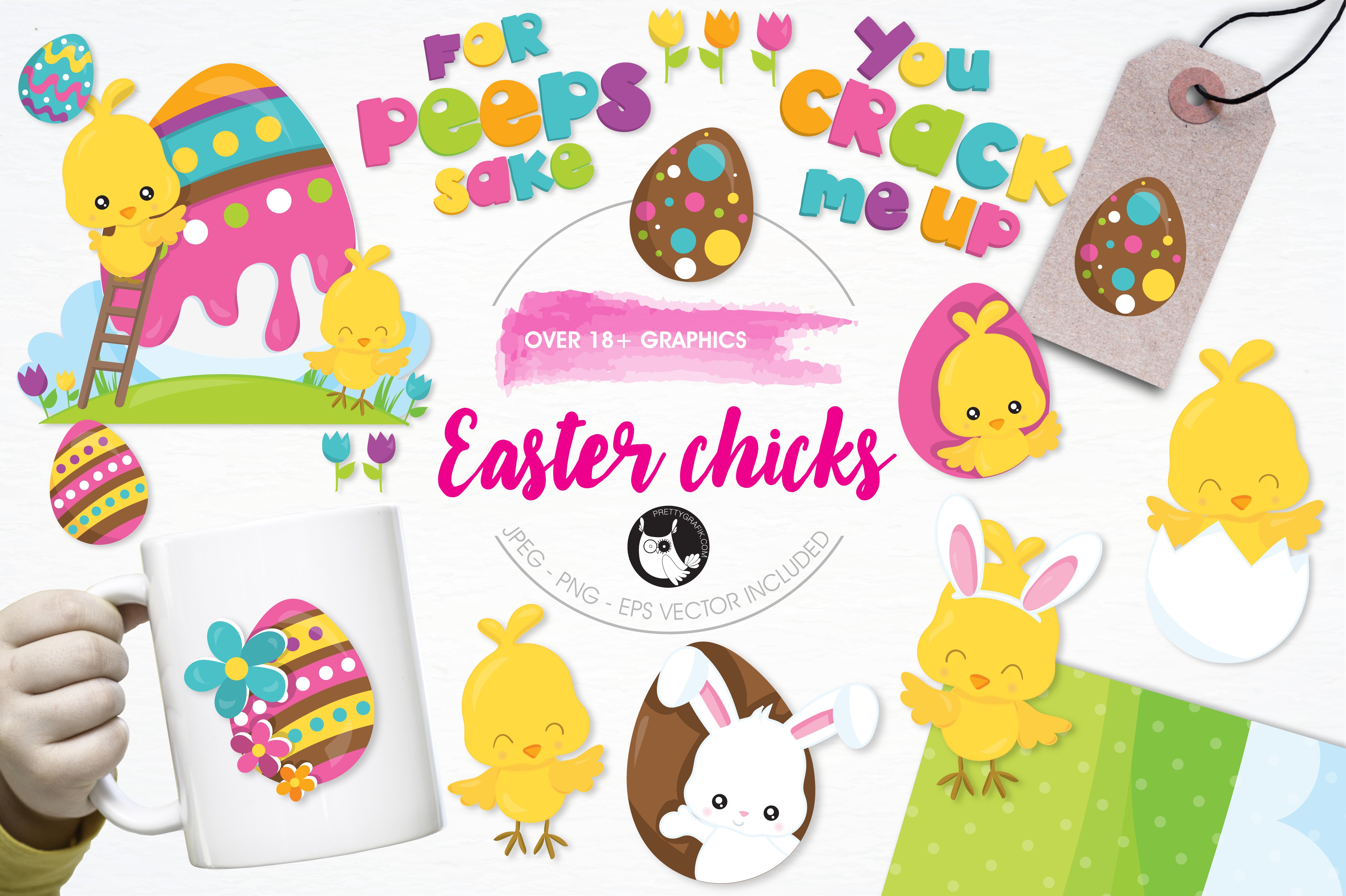 Easter chicks illustration pack - Vector Image