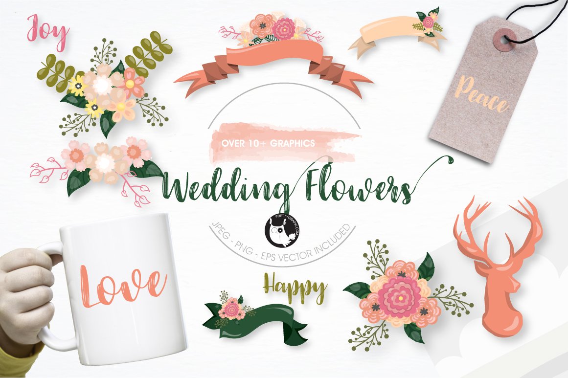 wedding flowers graphic illustration - Vector Image