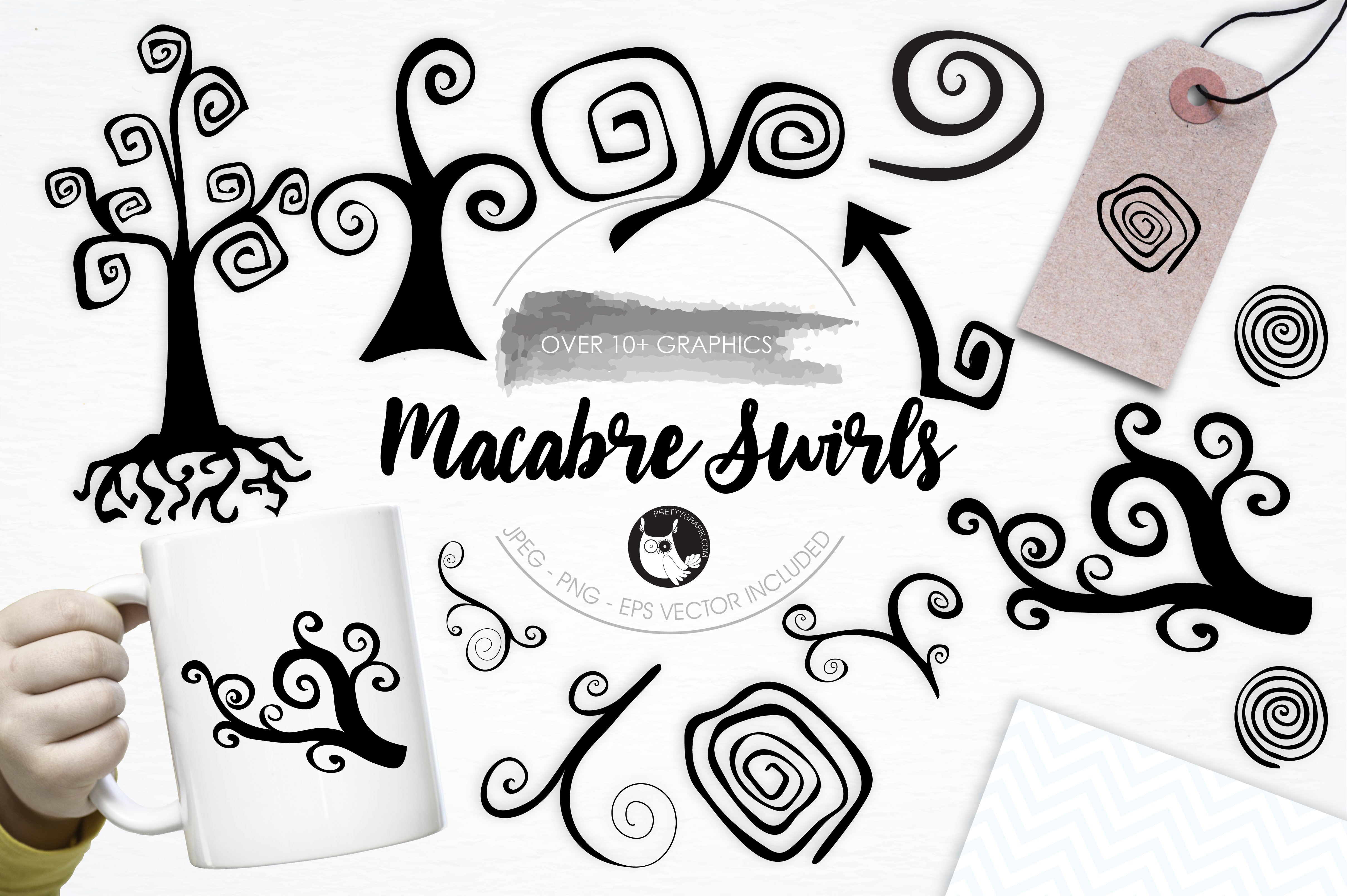 Macambre Swirls illustration pack - Vector Image