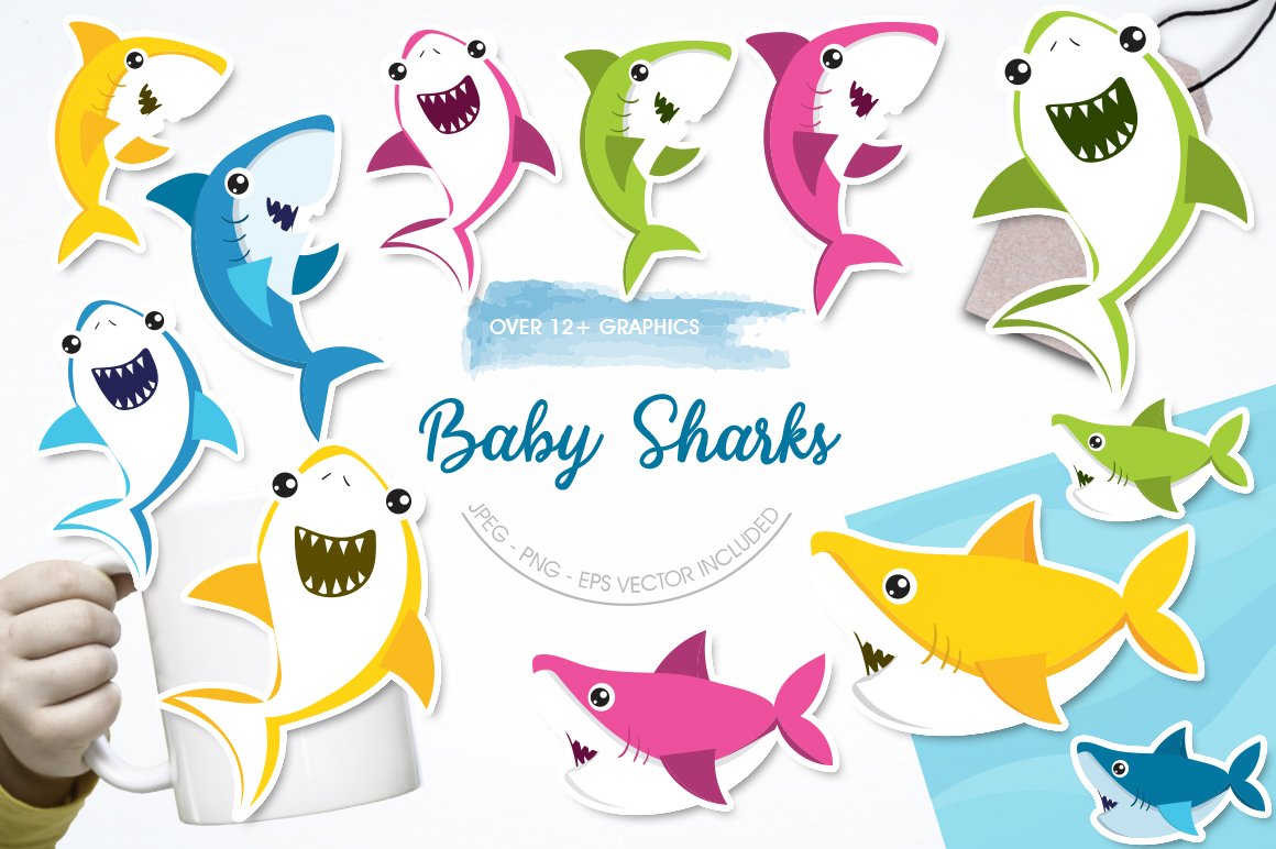 Baby Sharks - Vector Image