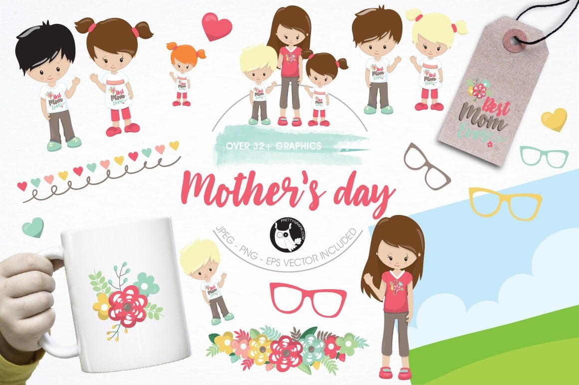 Mother's day illustration pack - Vector Image