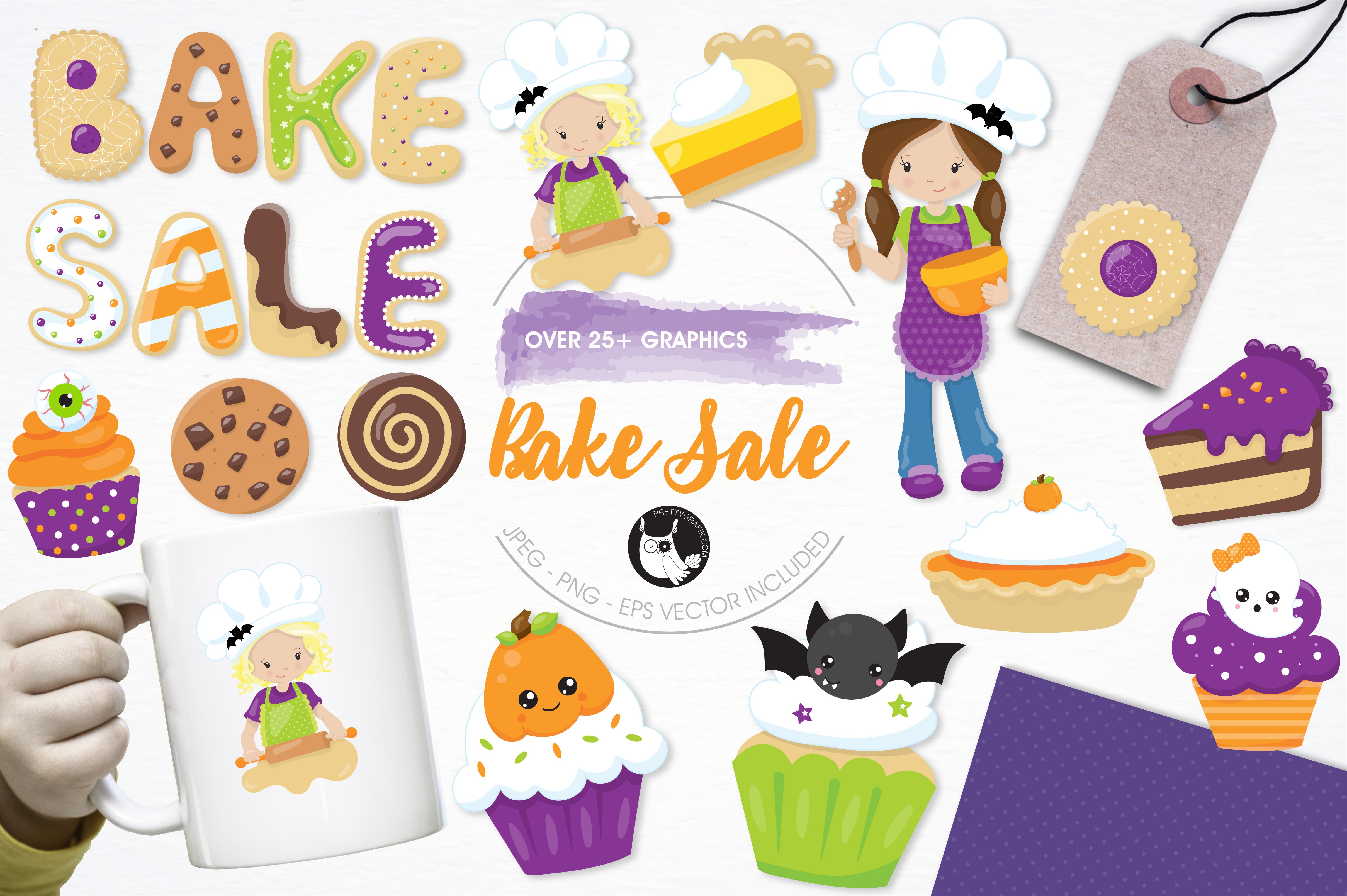 Bake sale illustration pack - Vector Image