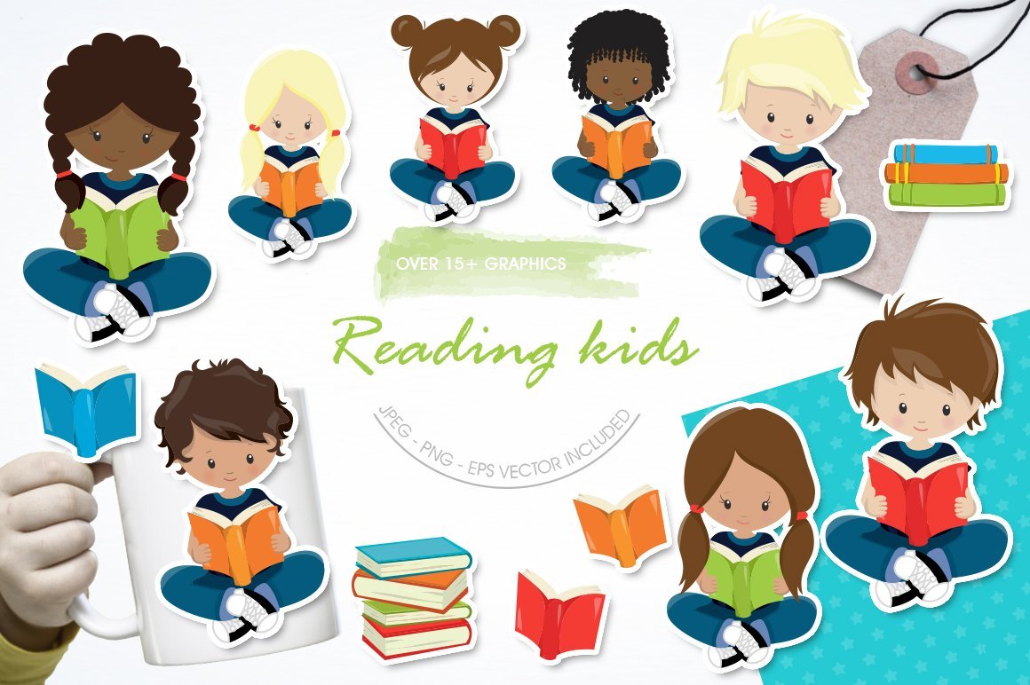 Reading Kids - Vector Image
