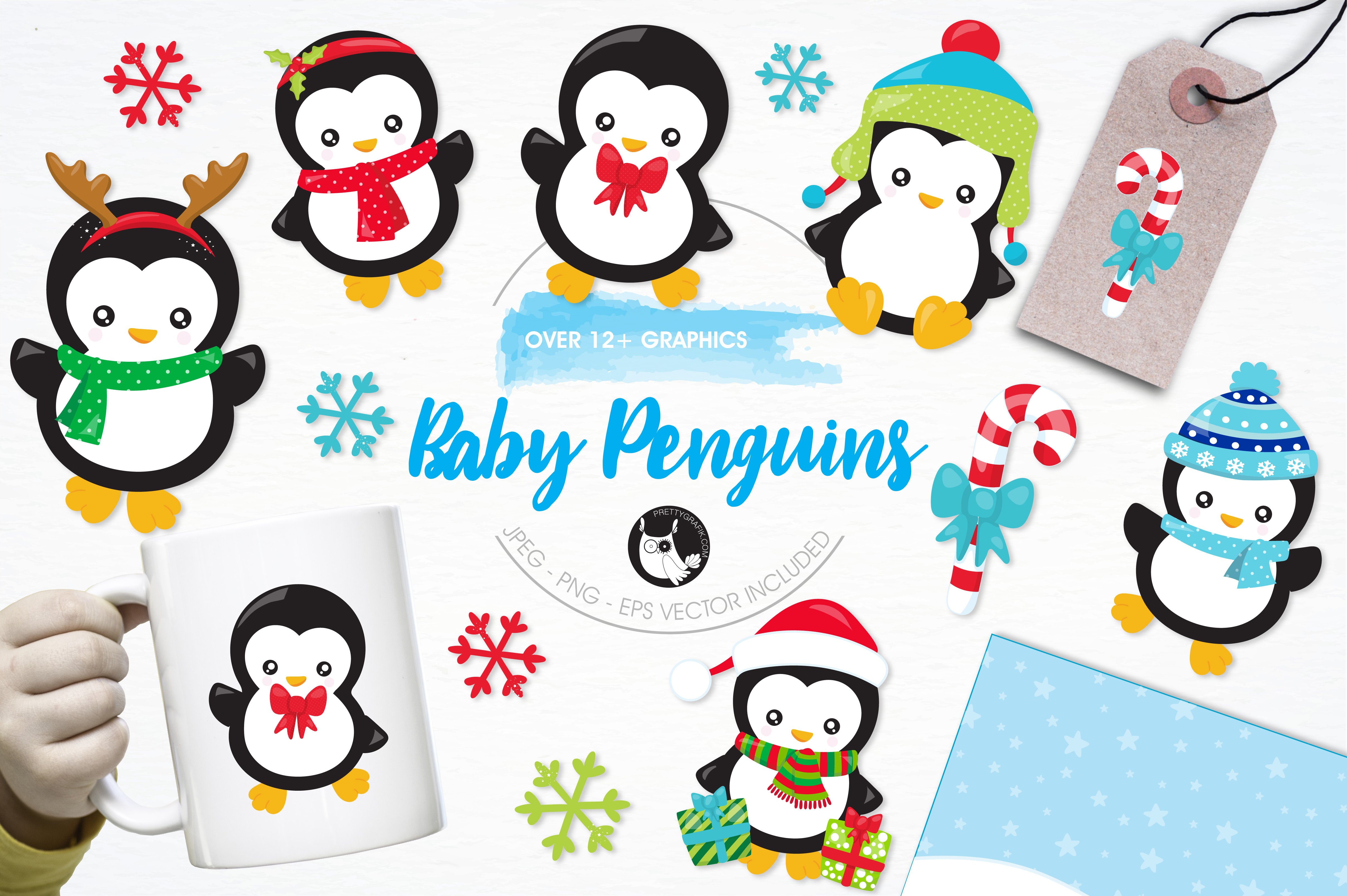 Baby penguins illustration pack - Vector Image