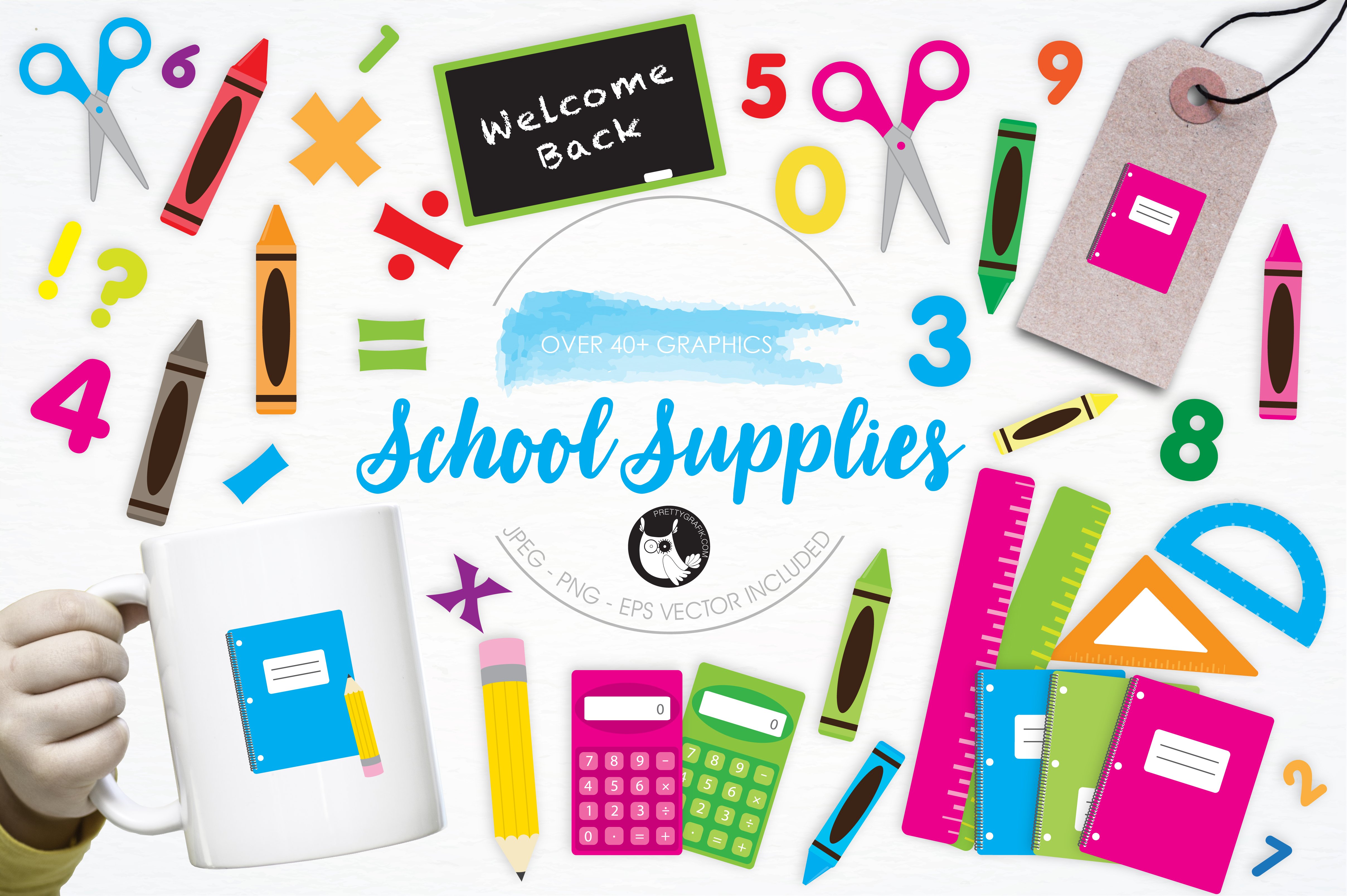 School Supplies illustration pack - Vector Image