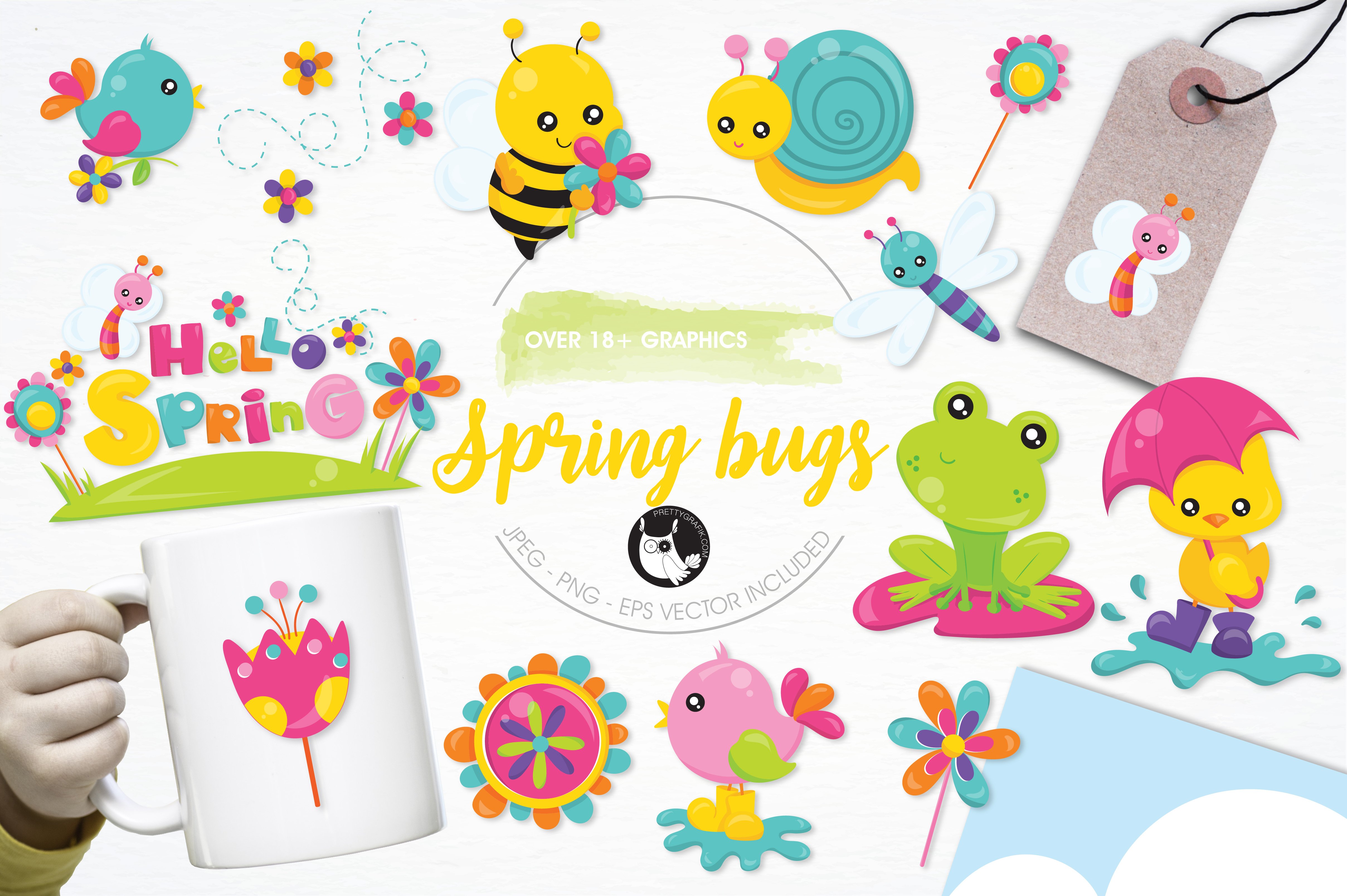 Spring bugs illustration pack - Vector Image