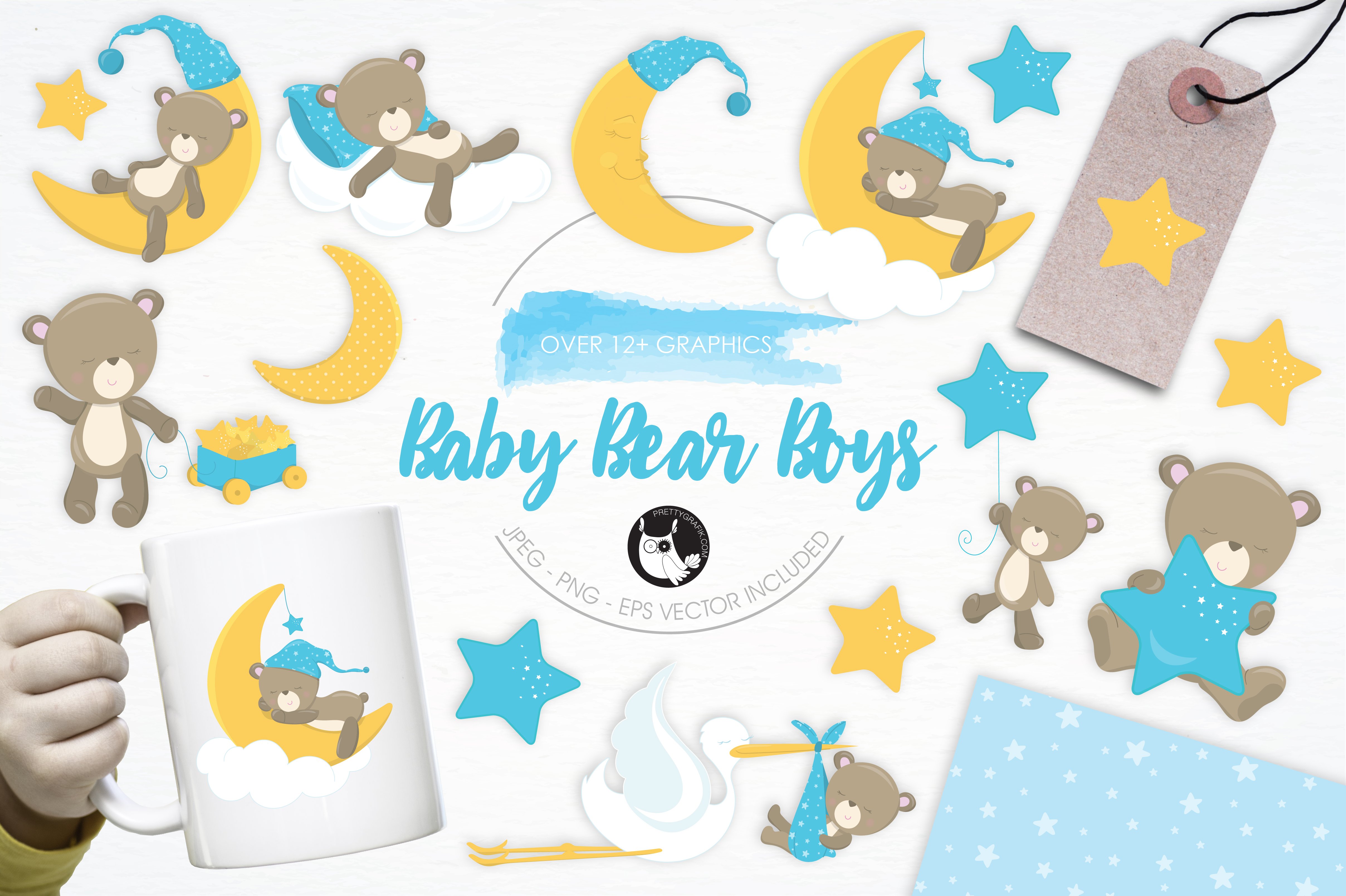 Baby Bear Boys  illustration pack - Vector Image