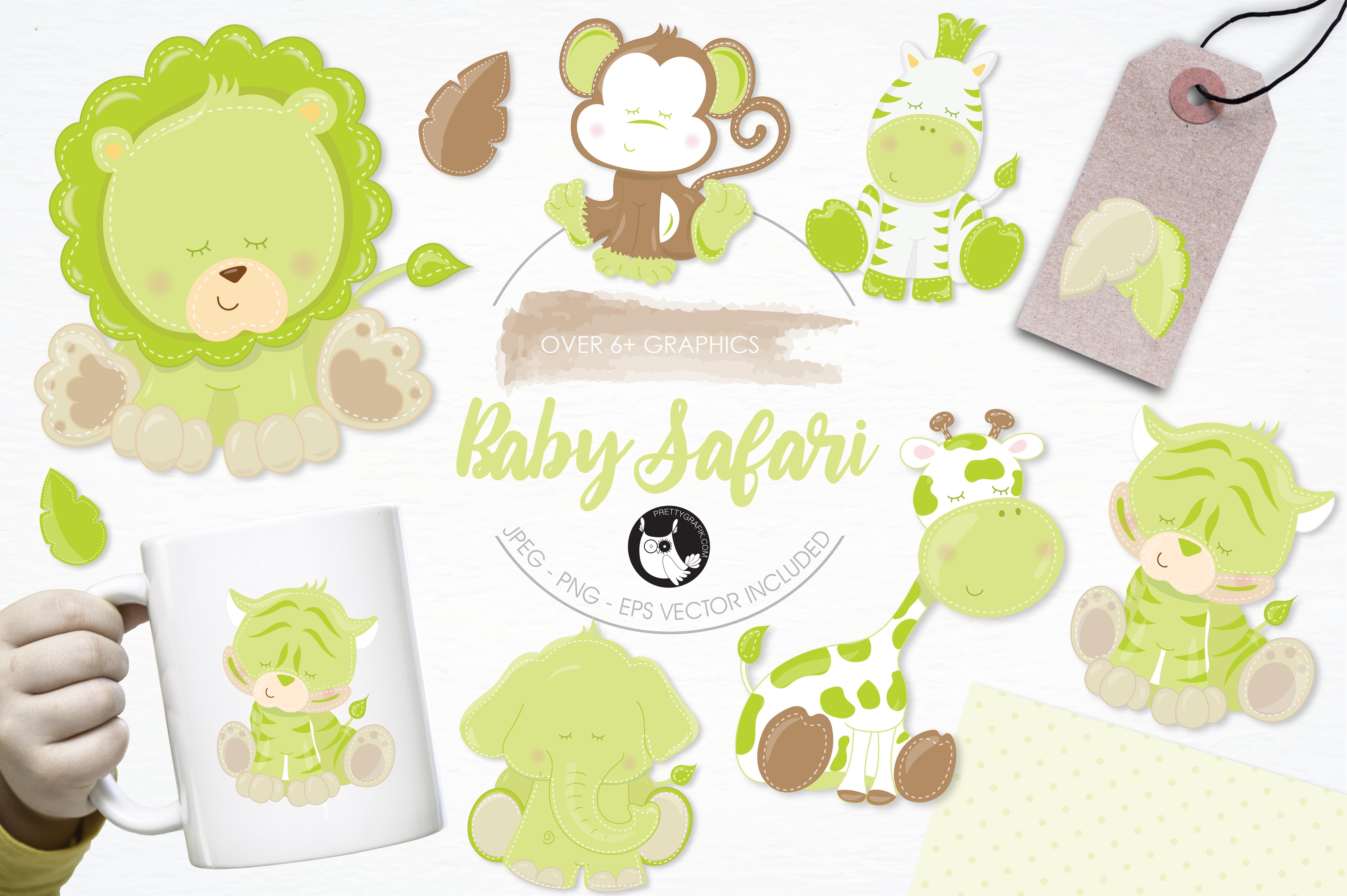 Baby safari illustration pack - Vector Image