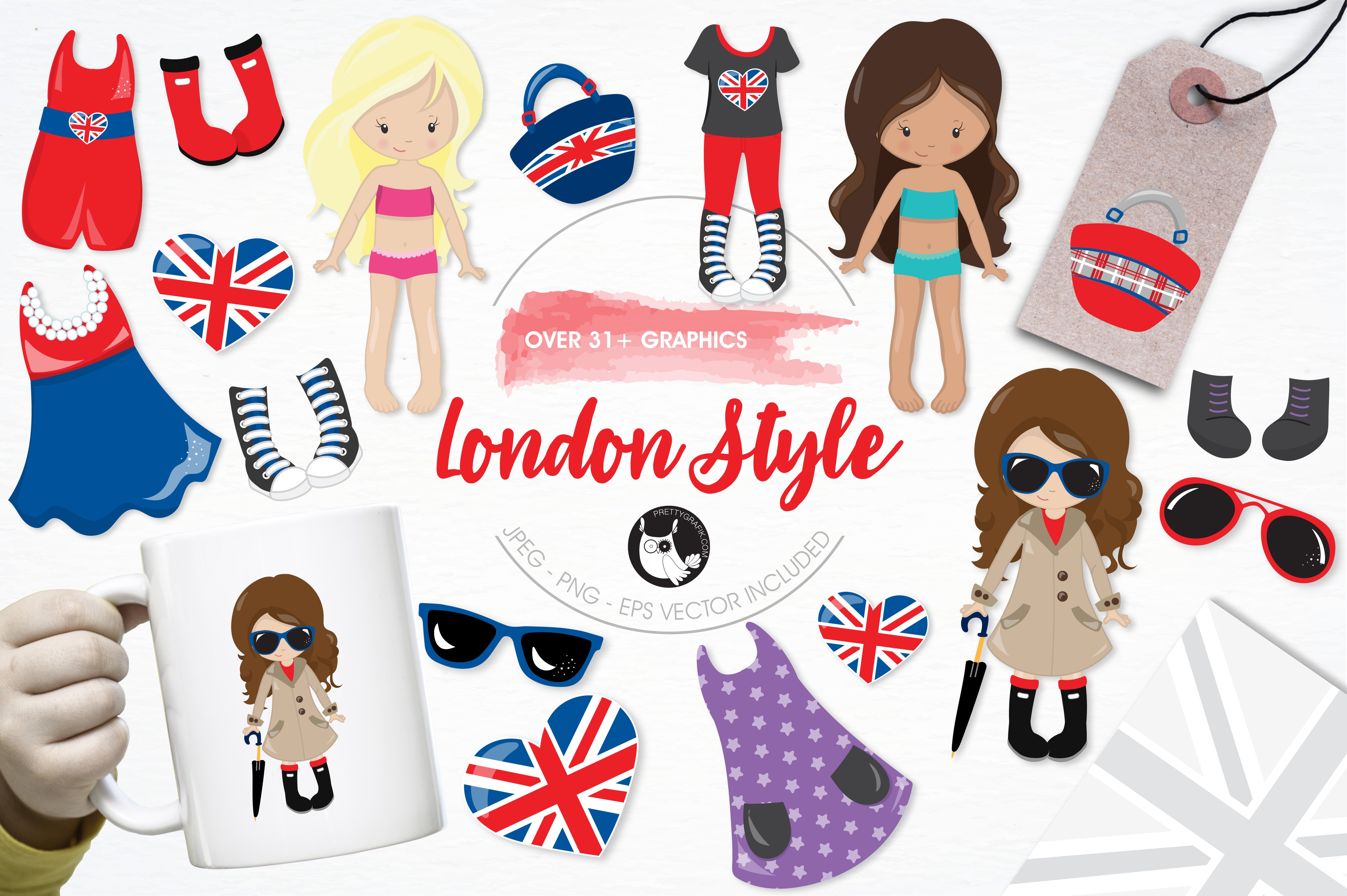 London style illustration pack - Vector Image