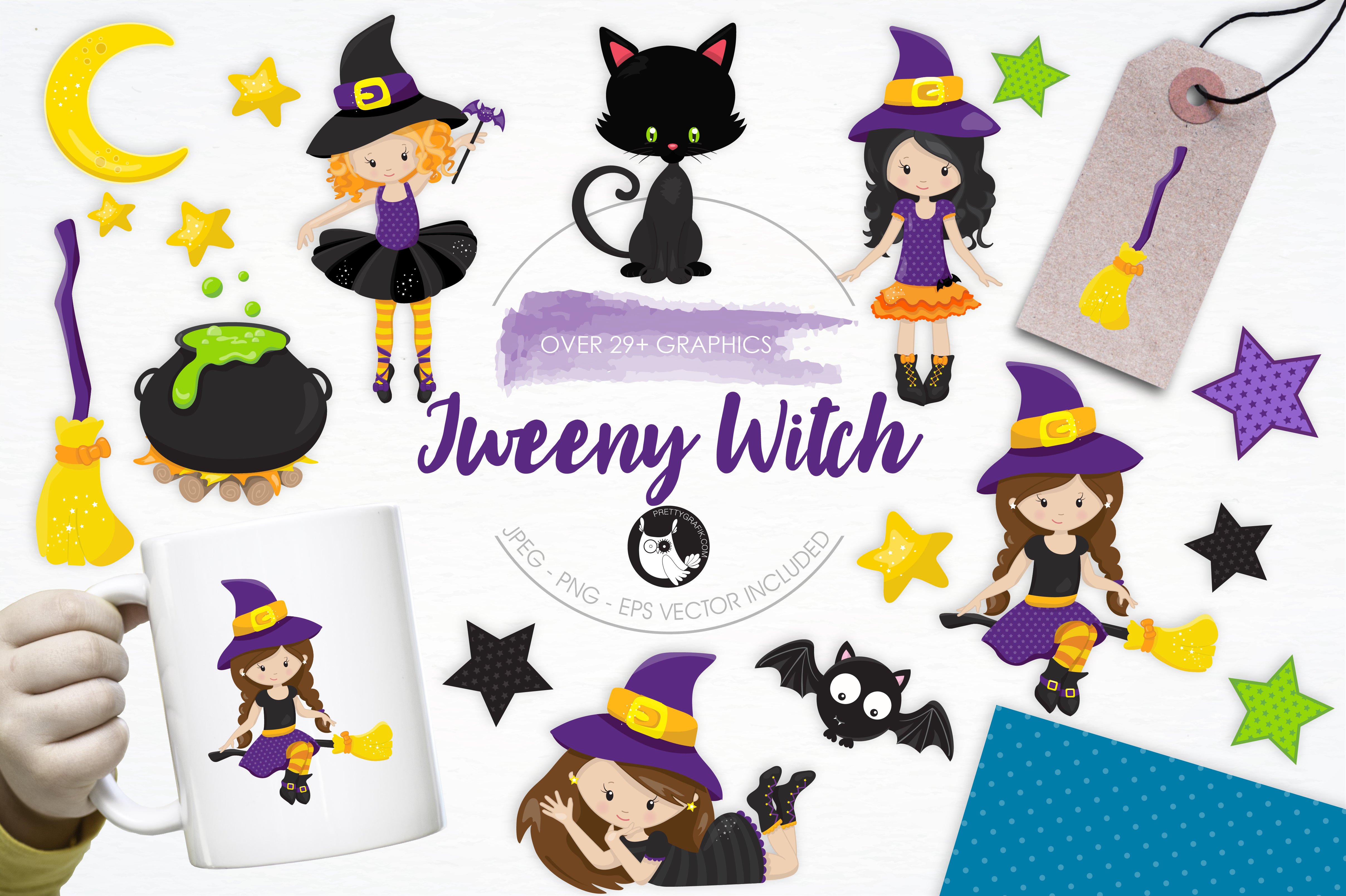 Tweeny Witch illustration pack - Vector Image