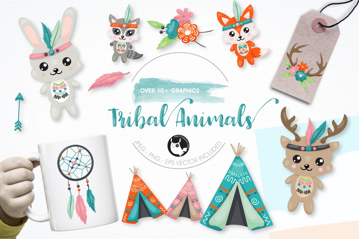 Tribal animals graphic illustration - Vector Image