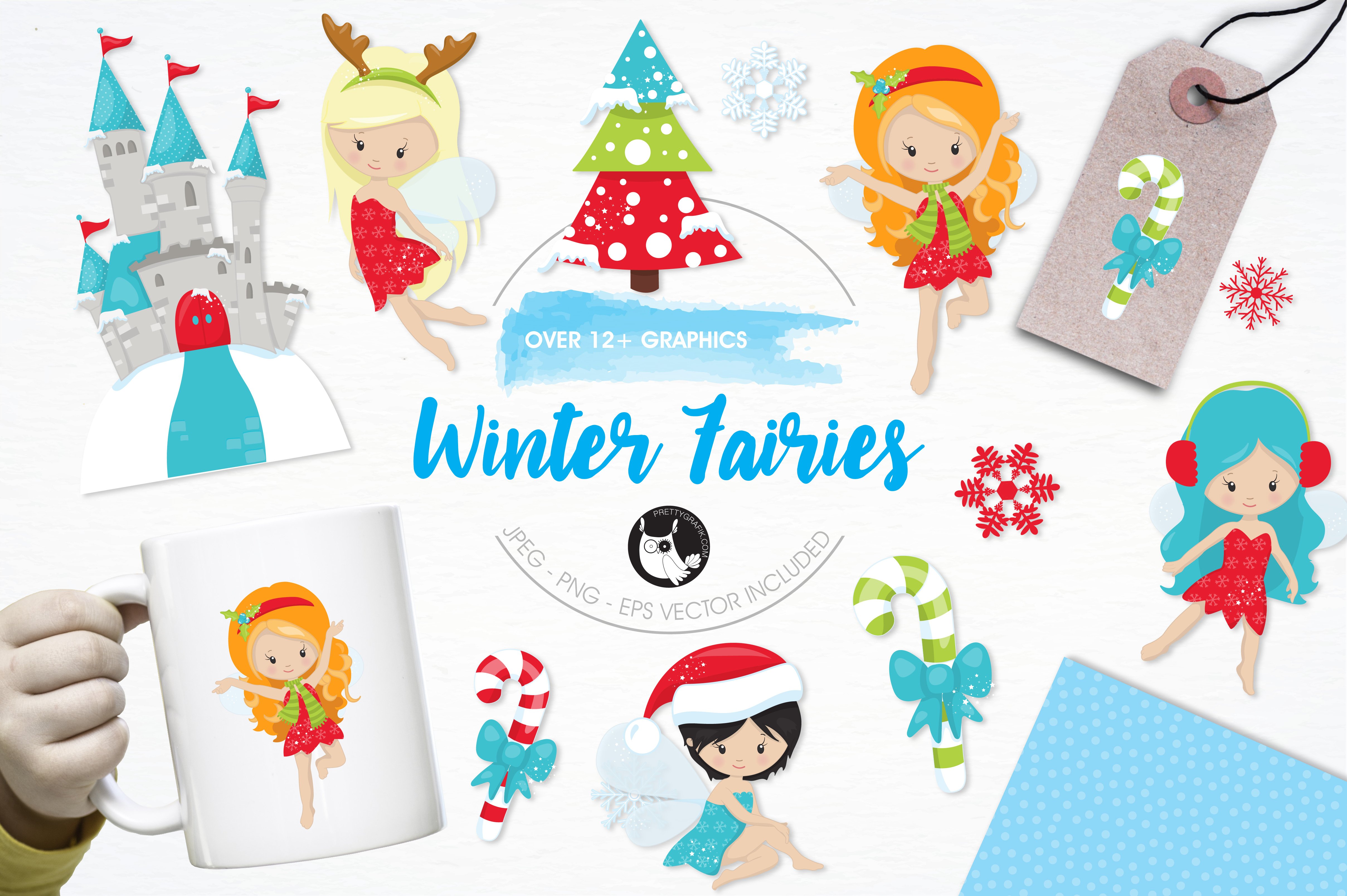 Winter fairies illustration pack - Vector Image