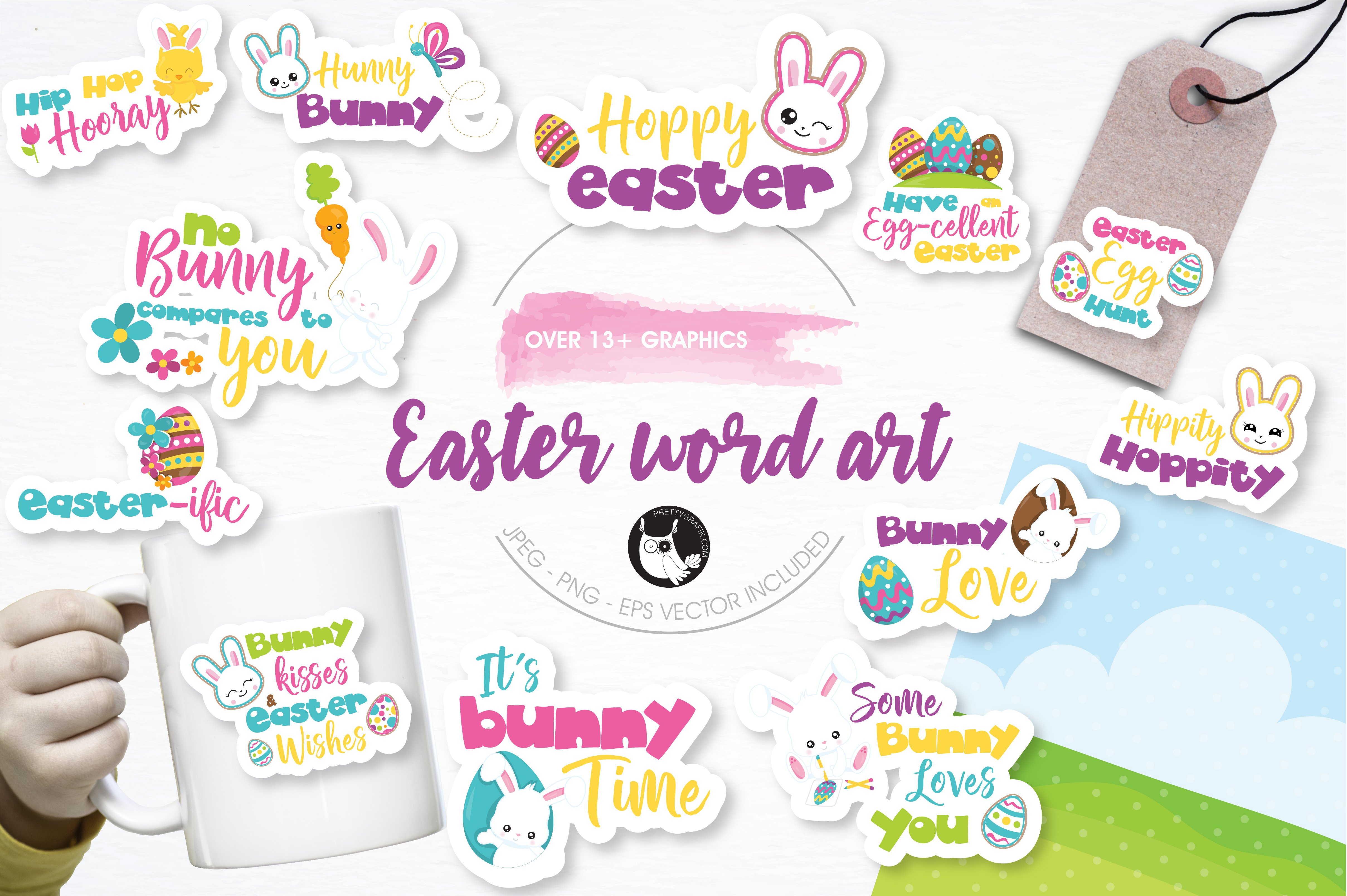 Easter word art illustration pack - Vector Image