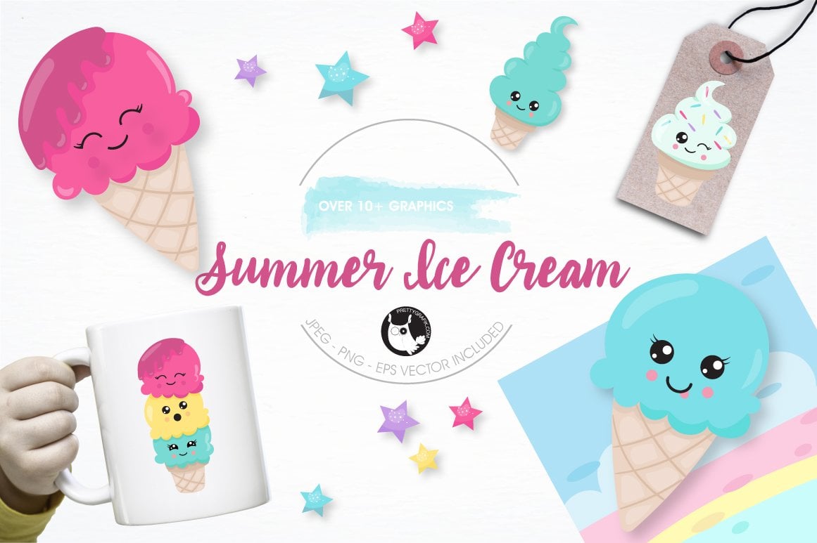 Summer Icecream graphic illustration - Vector Image