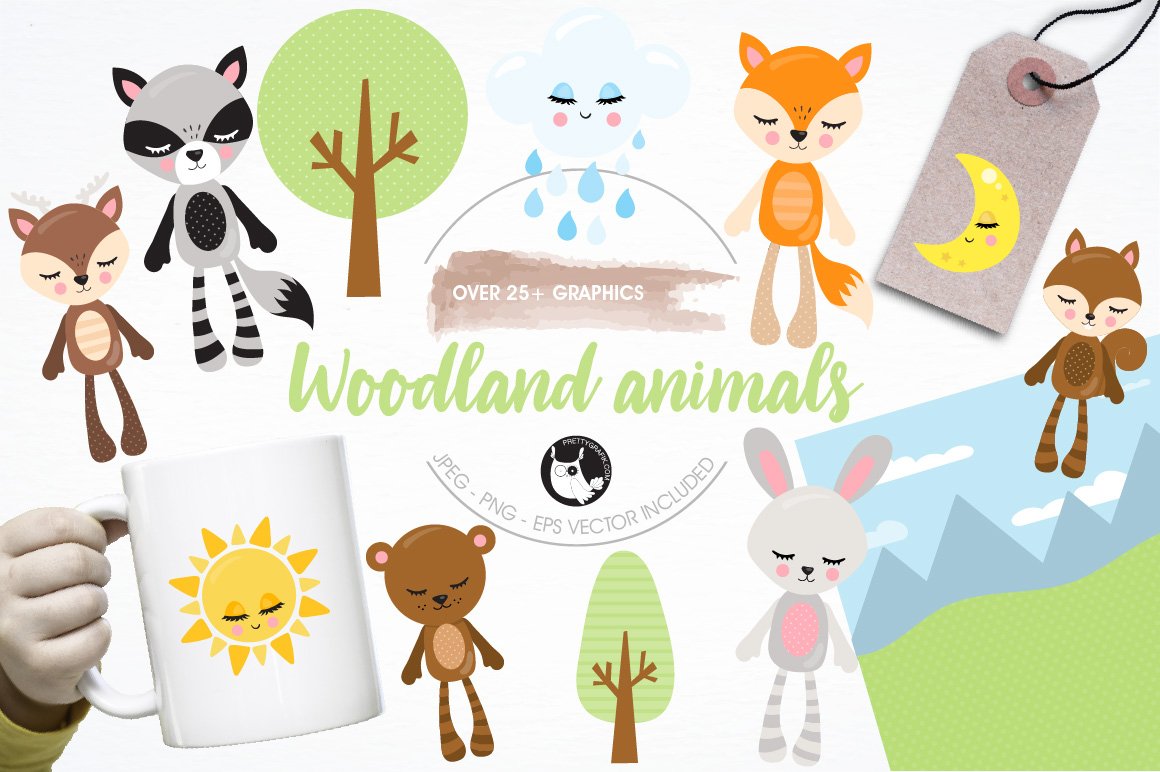 Woodland animals illustration pack - Vector Image