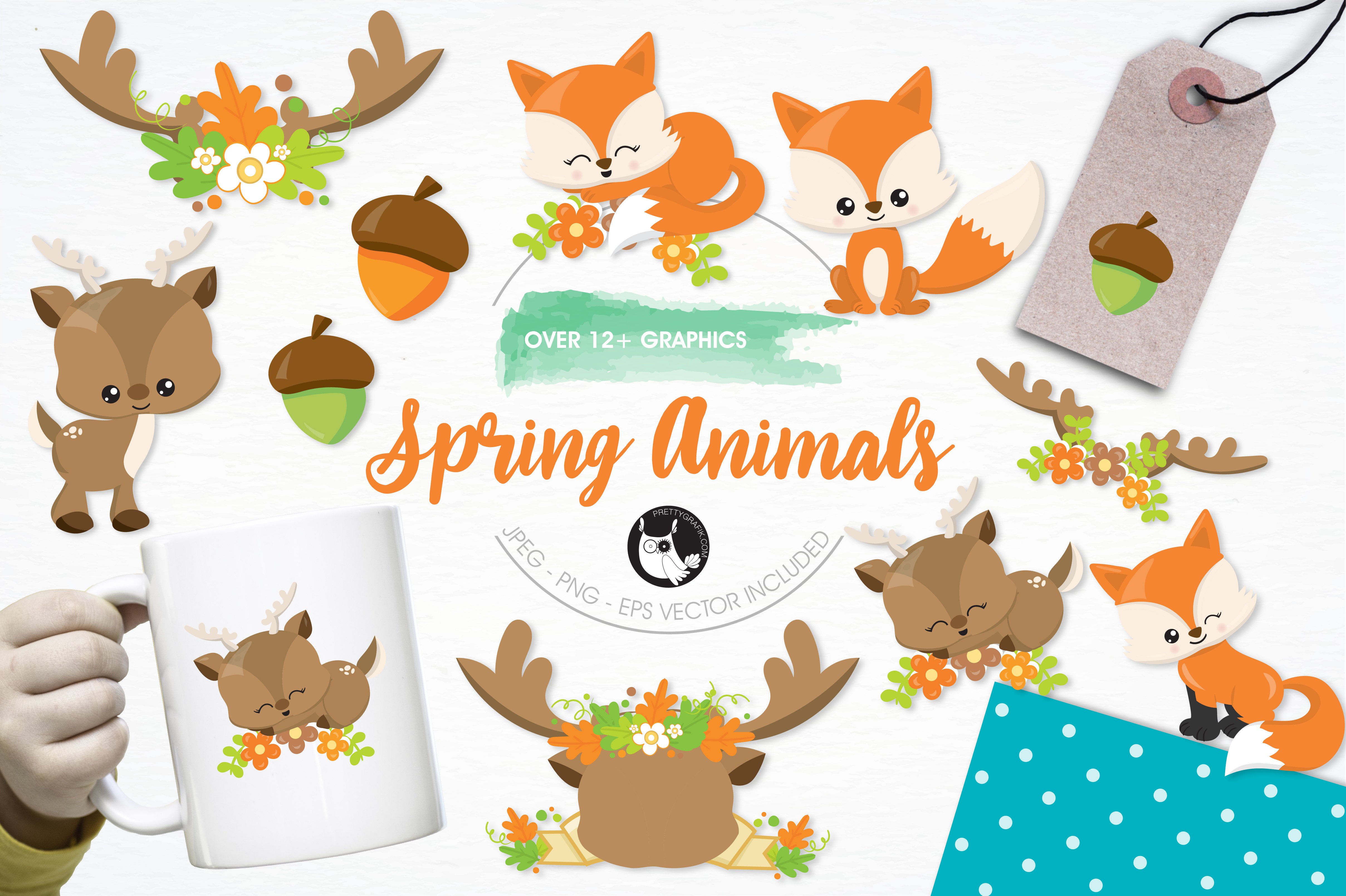 Spring animals illustration pack - Vector Image