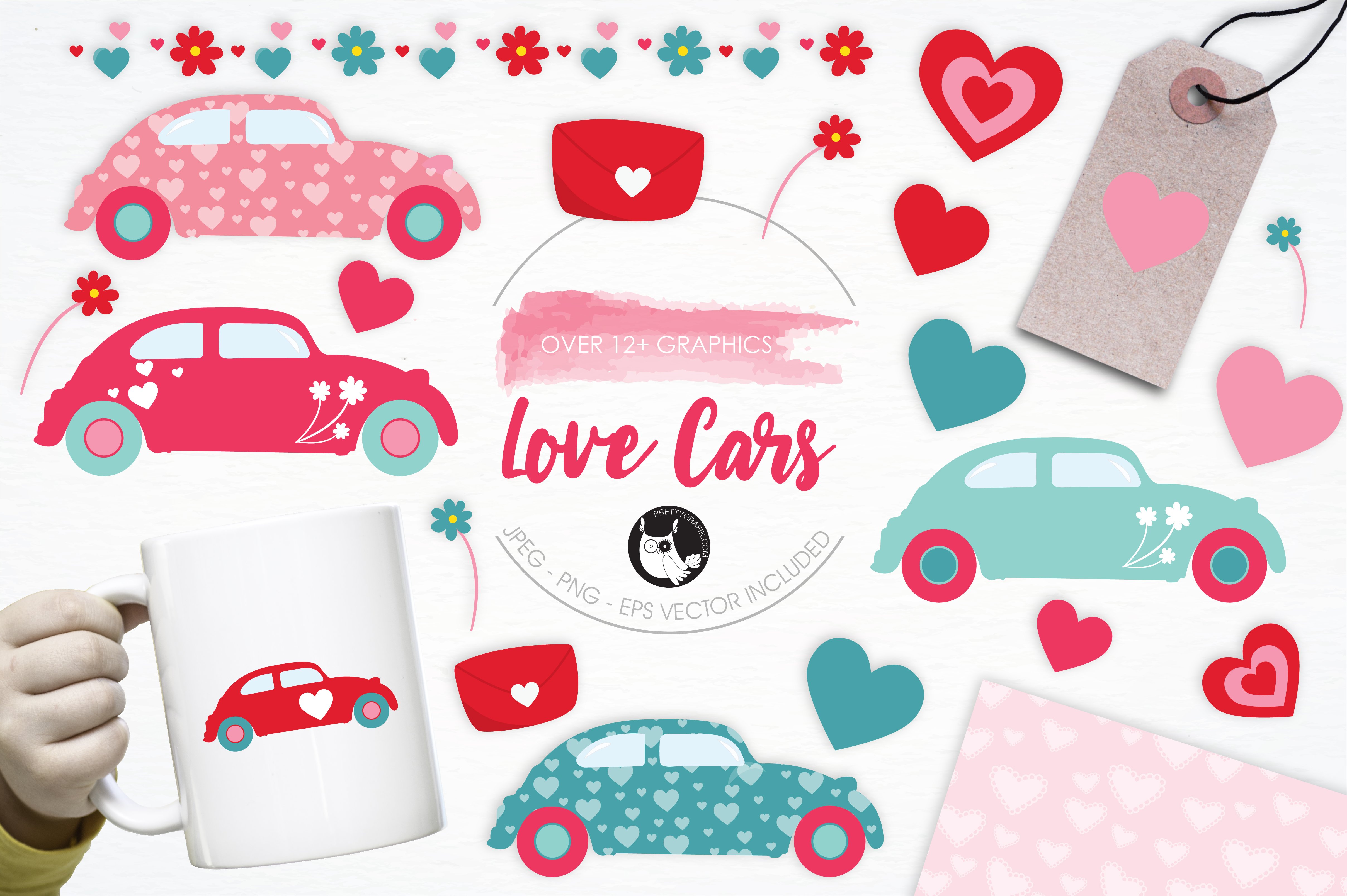 Love Cars illustration pack - Vector Image