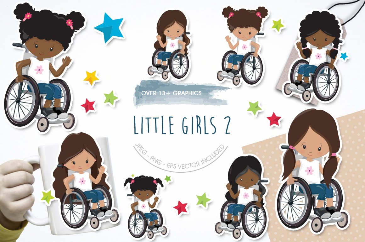 Little Girls 2 - Vector Image