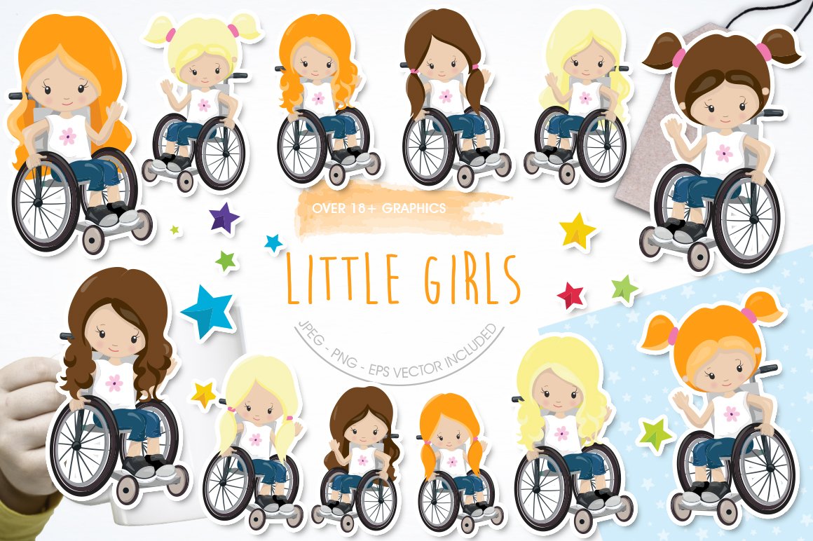 Little Girls - Vector Image