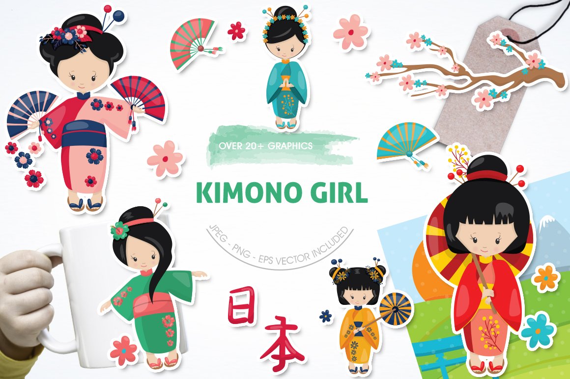 Kimono Girl - Vector Image