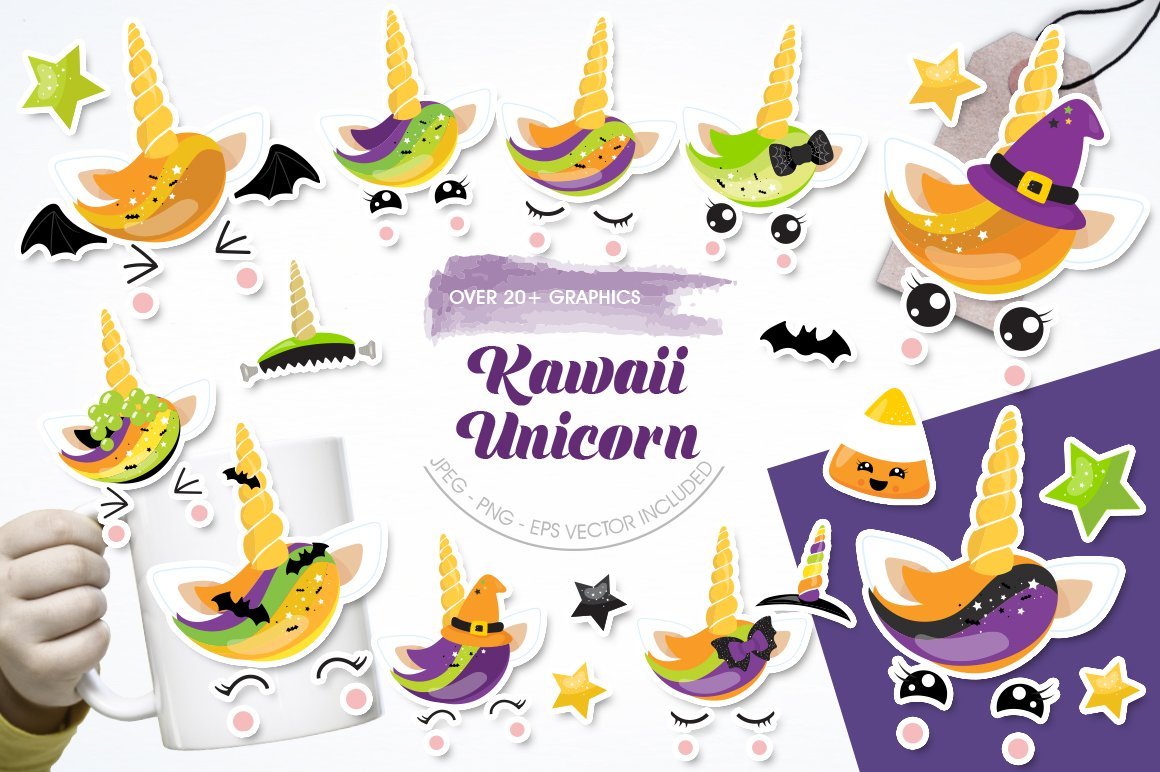 Kawaii Unicorn - Vector Image