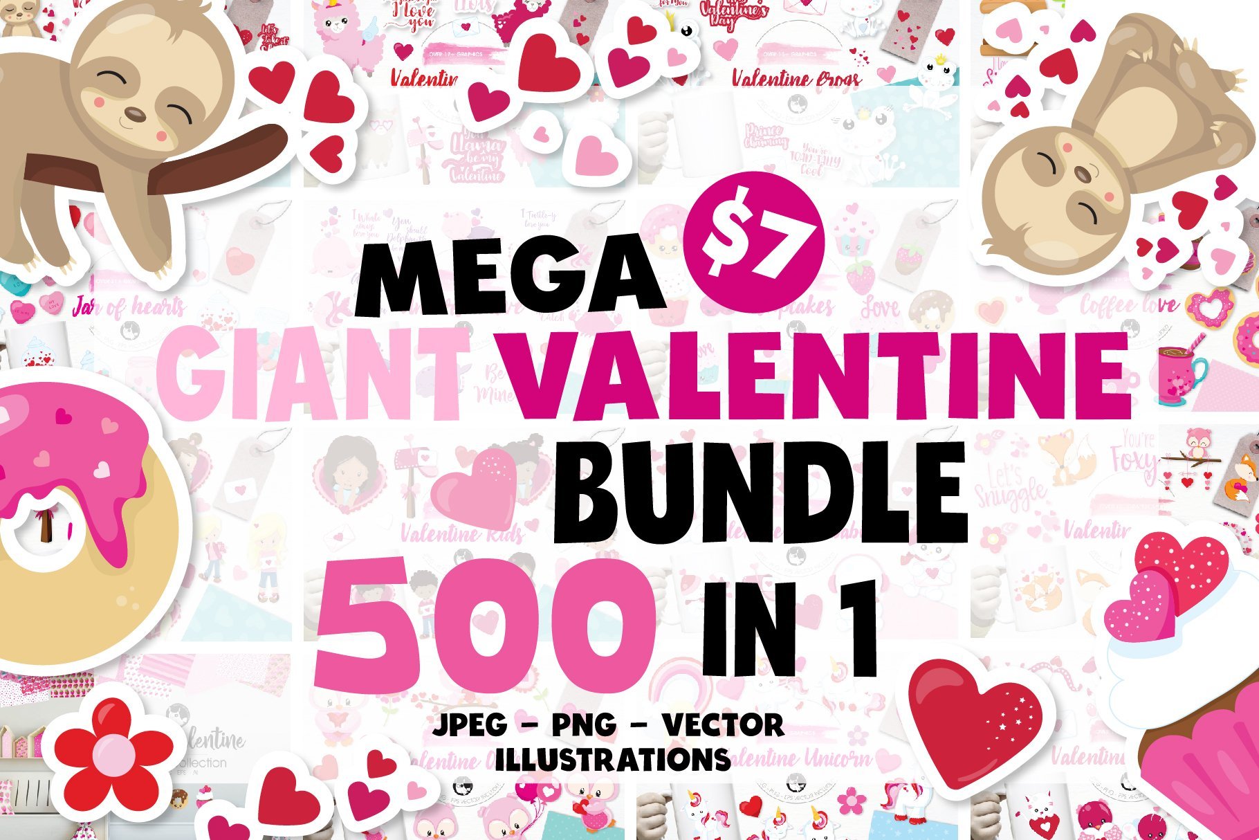 Valentine mega bundle 500 in 1 - Vector Image